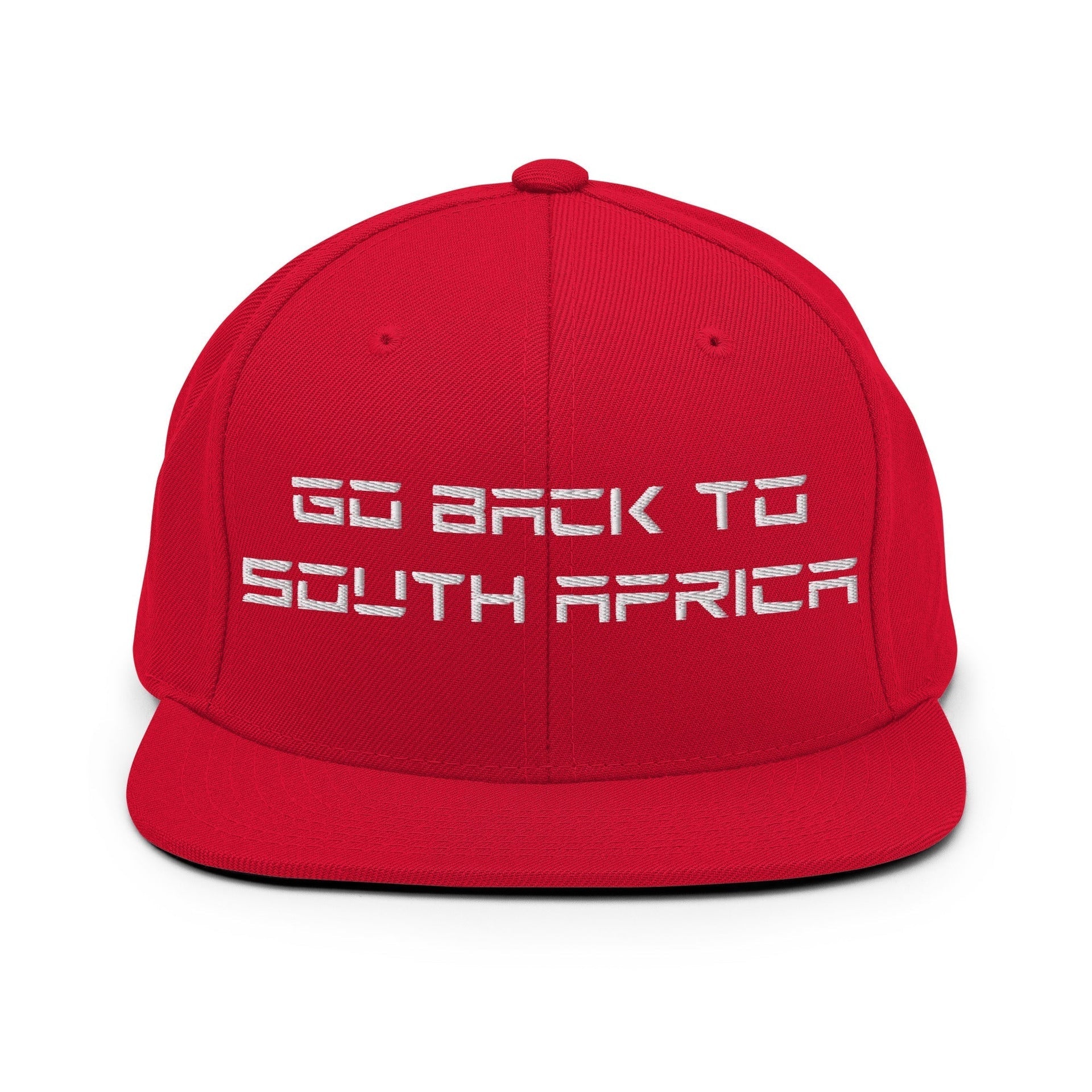 Go Back to South Africa Elon Musk Embroidered Flat Brim Bill Snapback Hat Red Capital Crowns Liberal Snapback Hats