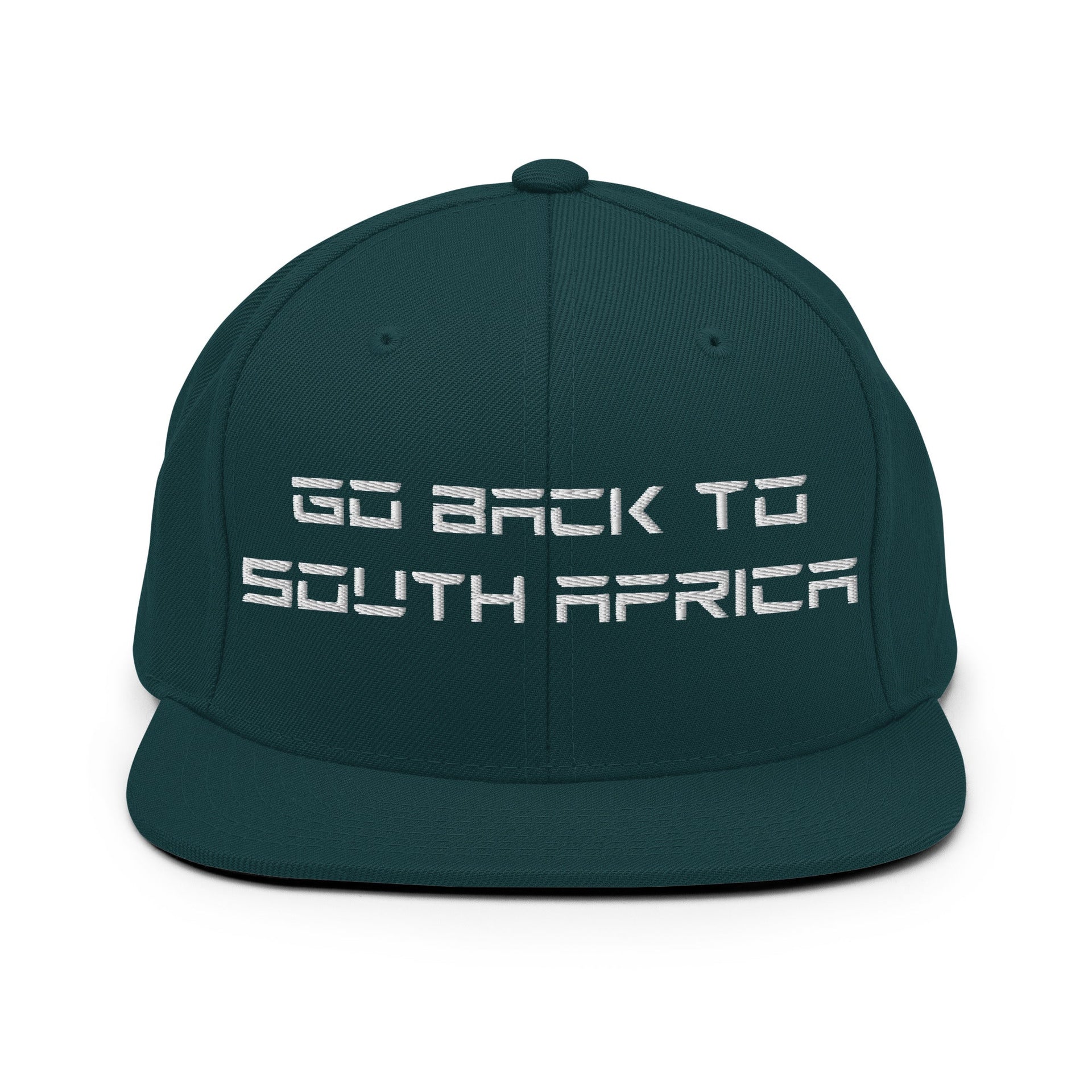 Go Back to South Africa Elon Musk Embroidered Flat Brim Bill Snapback Hat Spruce Capital Crowns Liberal Snapback Hats