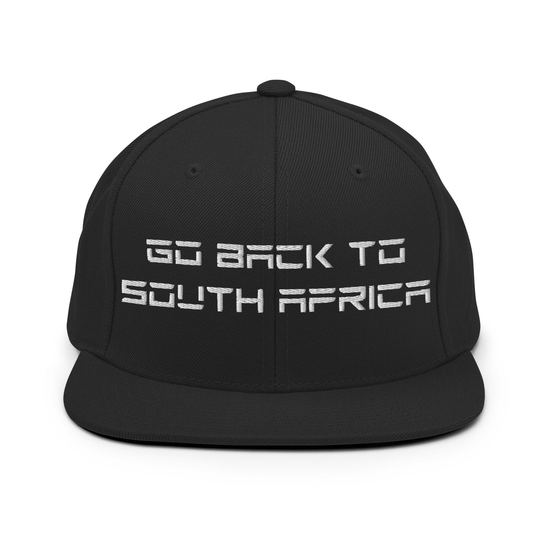 Go Back to South Africa Elon Musk Embroidered Flat Brim Bill Snapback Hat Black Capital Crowns Liberal Snapback Hats