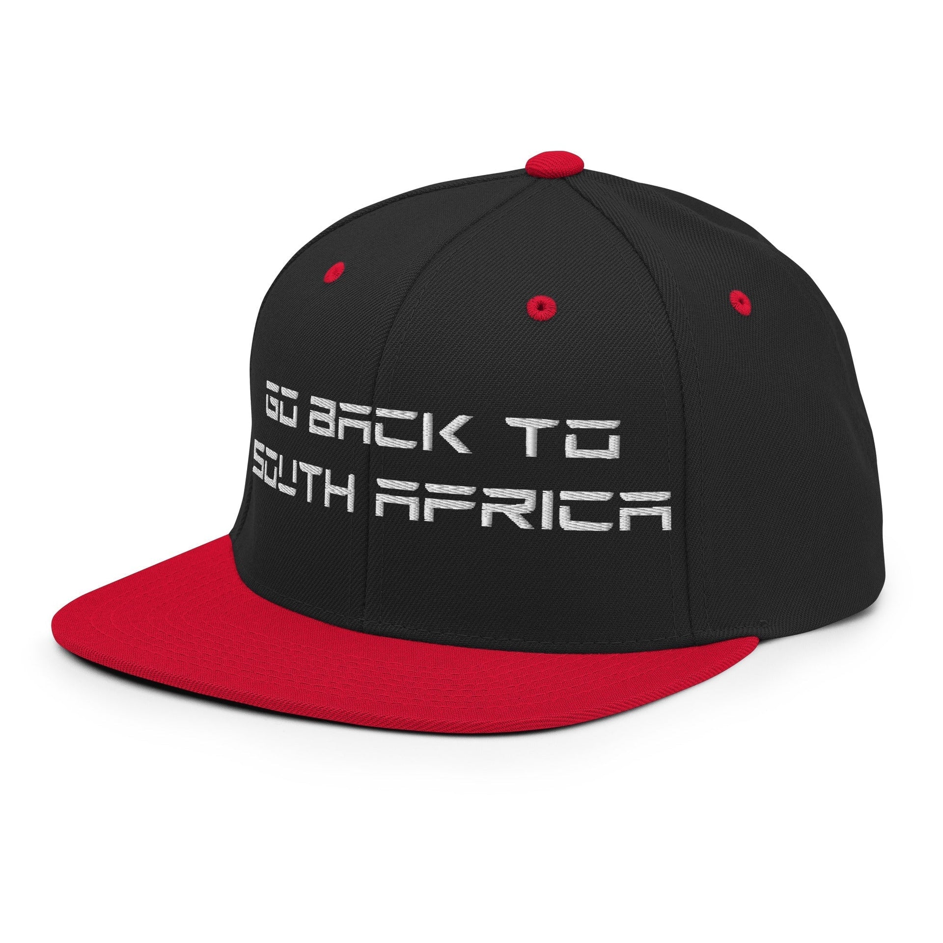 Go Back to South Africa Elon Musk Embroidered Flat Brim Bill Snapback Hat Capital Crowns Liberal Snapback Hats