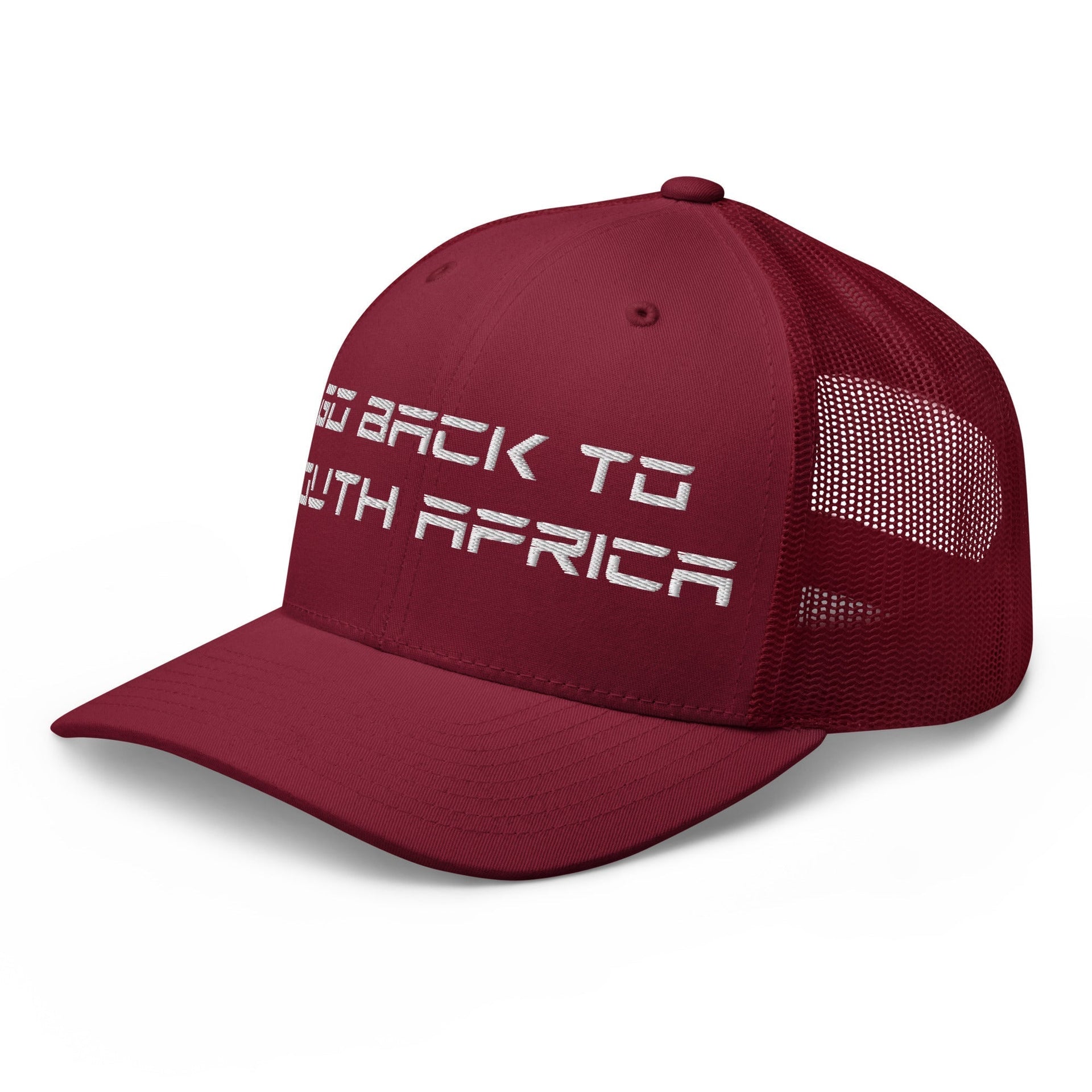 Go Back to South Africa Elon Musk Embroidered Retro Mesh Trucker Hat Capital Crowns Liberal Trucker Hats