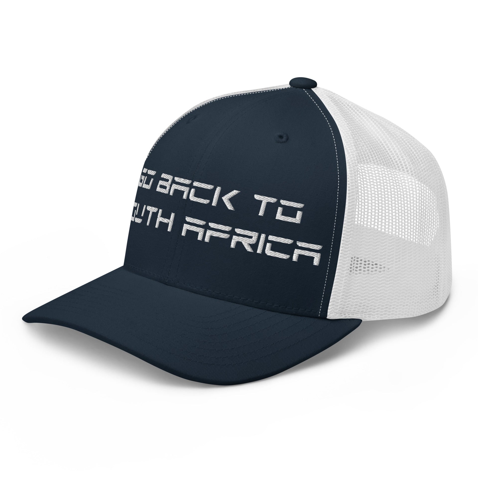 Go Back to South Africa Elon Musk Embroidered Retro Mesh Trucker Hat Capital Crowns Liberal Trucker Hats