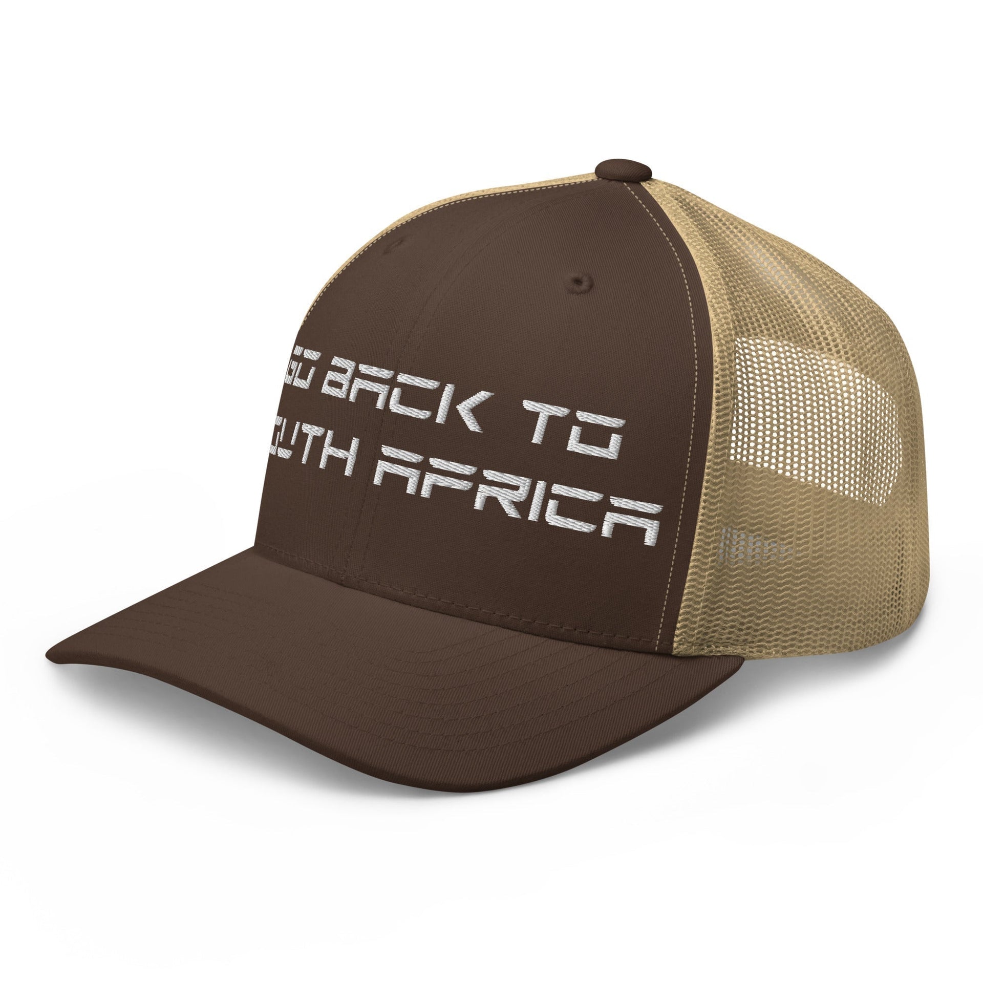 Go Back to South Africa Elon Musk Embroidered Retro Mesh Trucker Hat Capital Crowns Liberal Trucker Hats