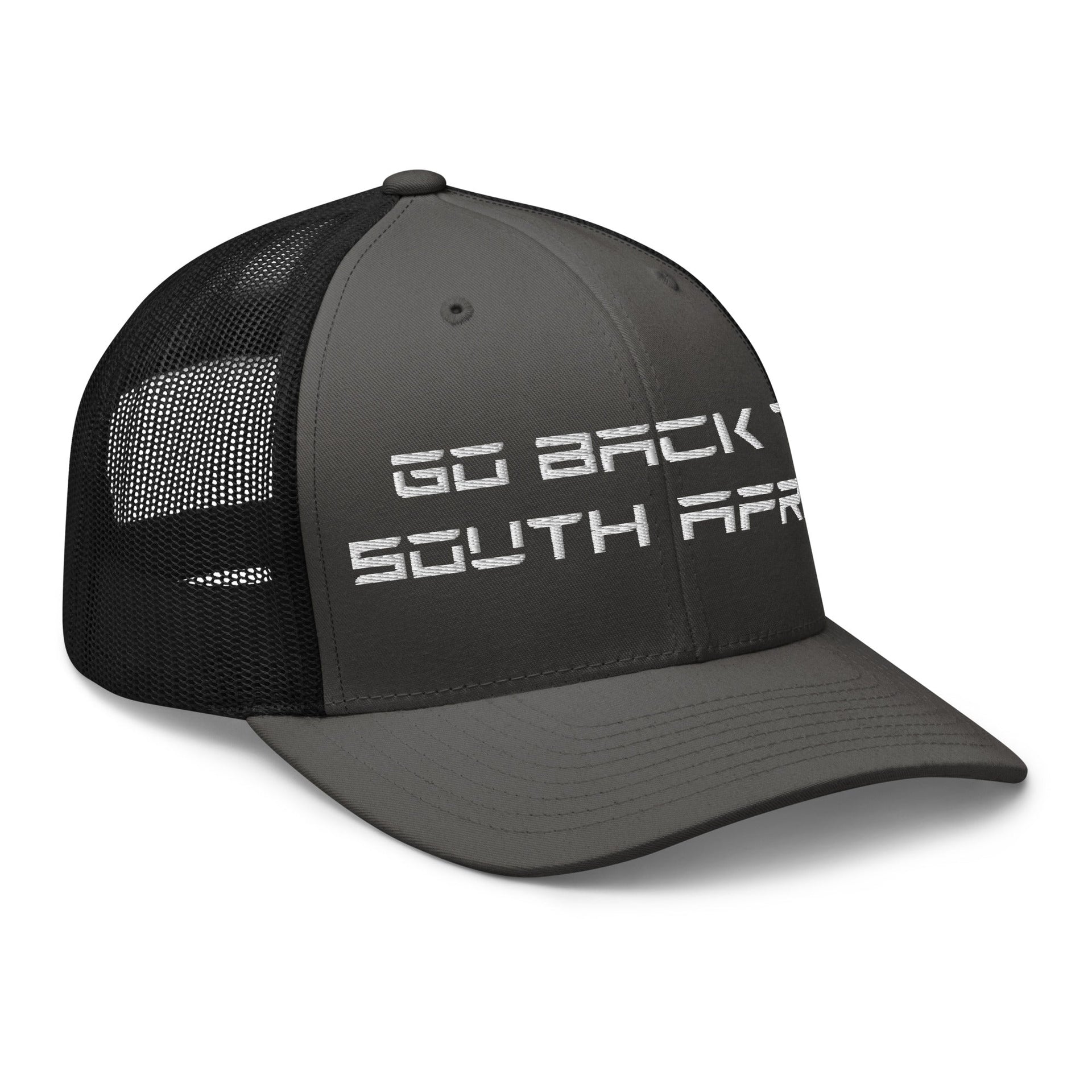 Go Back to South Africa Elon Musk Embroidered Retro Mesh Trucker Hat Capital Crowns Liberal Trucker Hats