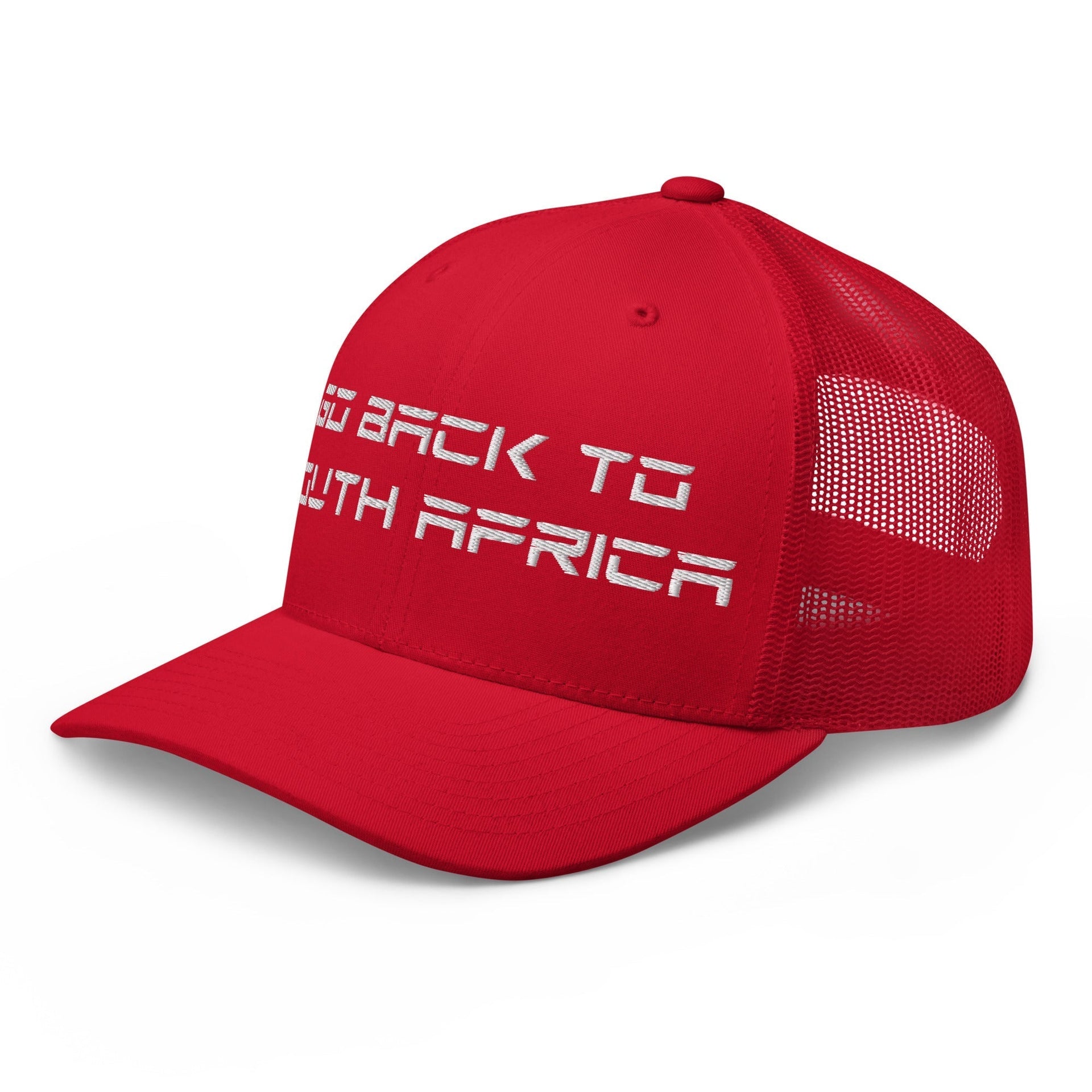 Go Back to South Africa Elon Musk Embroidered Retro Mesh Trucker Hat Capital Crowns Liberal Trucker Hats