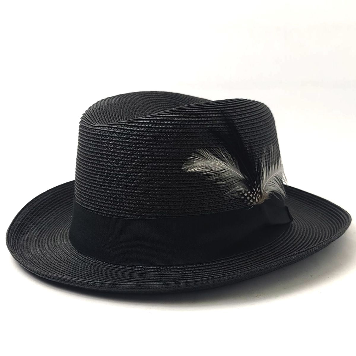 Godfather, Homburg Hat, 100% Straw & Ribbon Band - Black, Small to XLarge Fashion Hat Godfather Summer