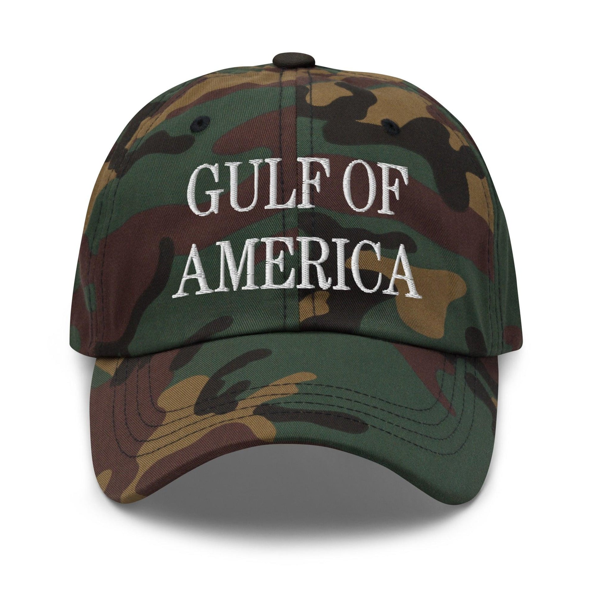 Gulf of America Embroidered Dad Hat Green Camo Capital Crowns Conservative Dad Hats LADs Make Again
