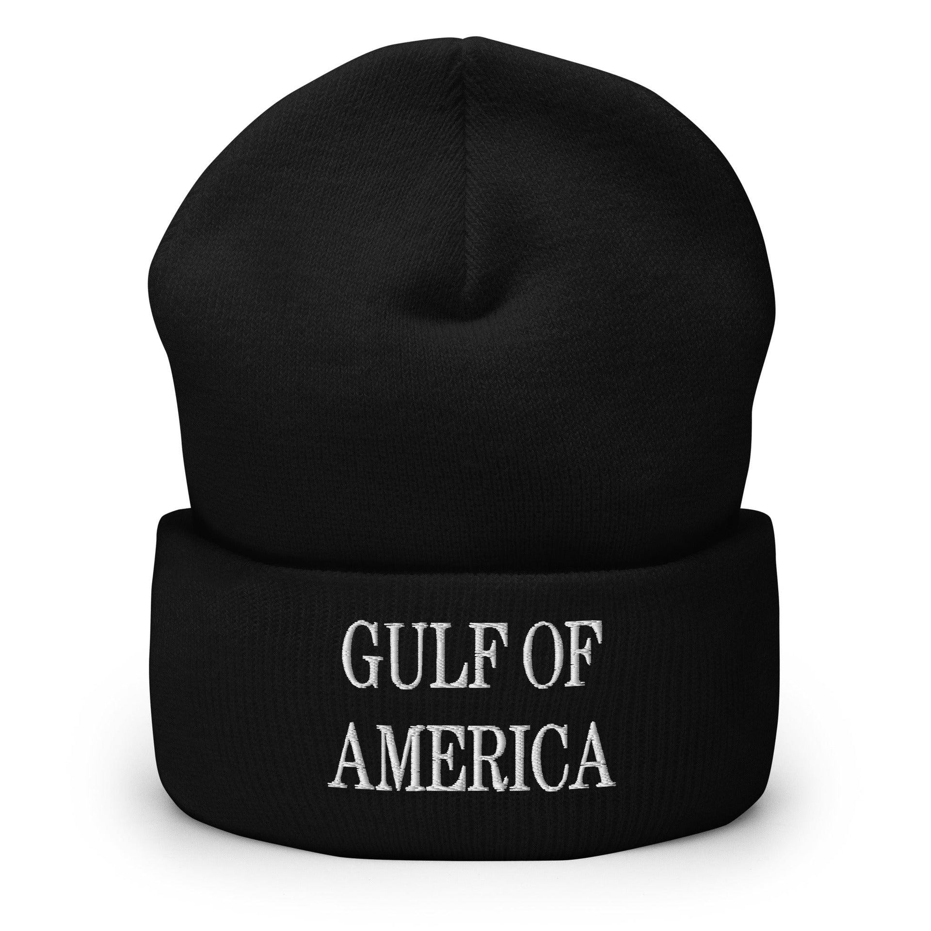 Gulf of America Embroidered Knit Cuffed Beanie Black Beanies Capital Crowns Conservative LADs Make Again