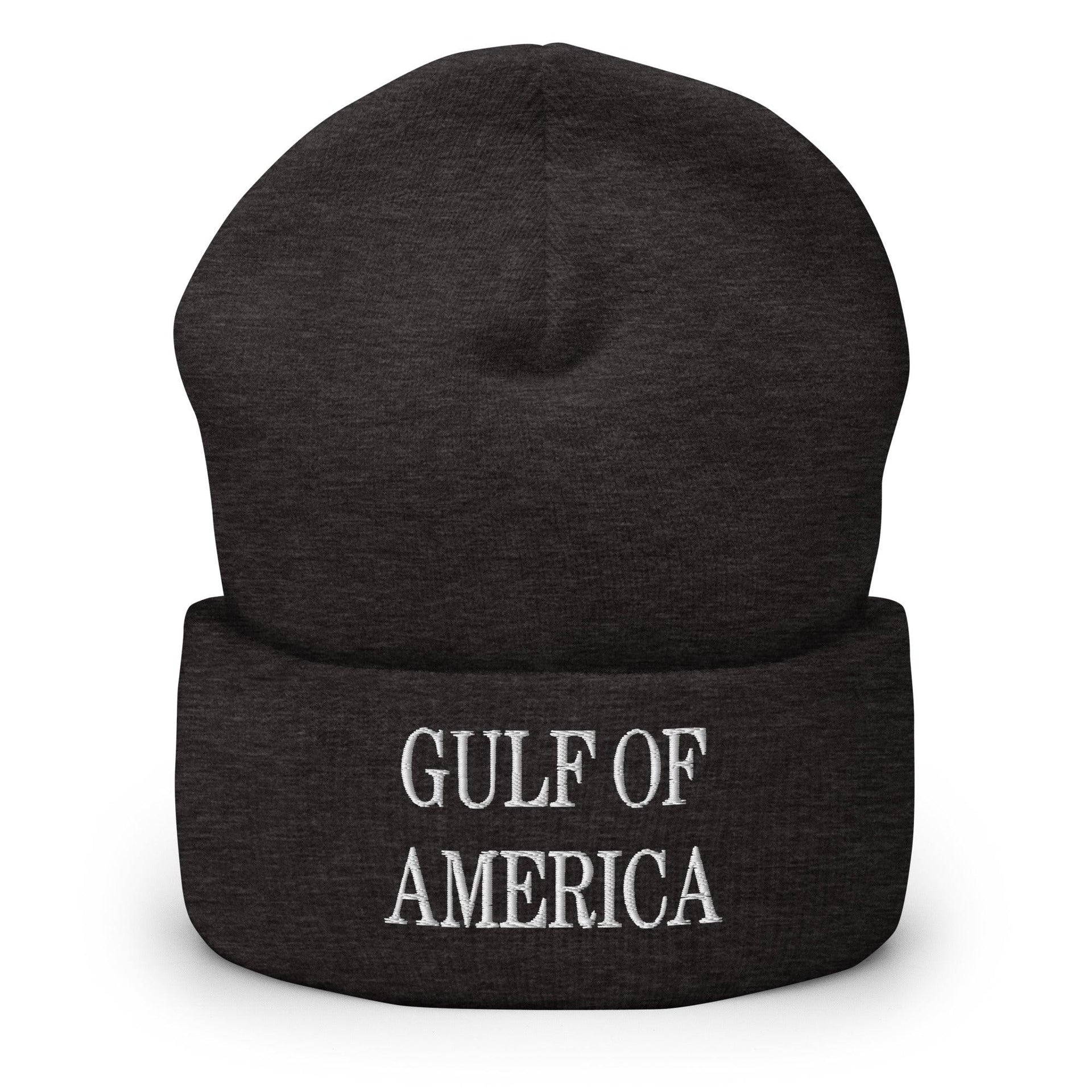 Gulf of America Embroidered Knit Cuffed Beanie Dark Grey Beanies Capital Crowns Conservative LADs Make Again