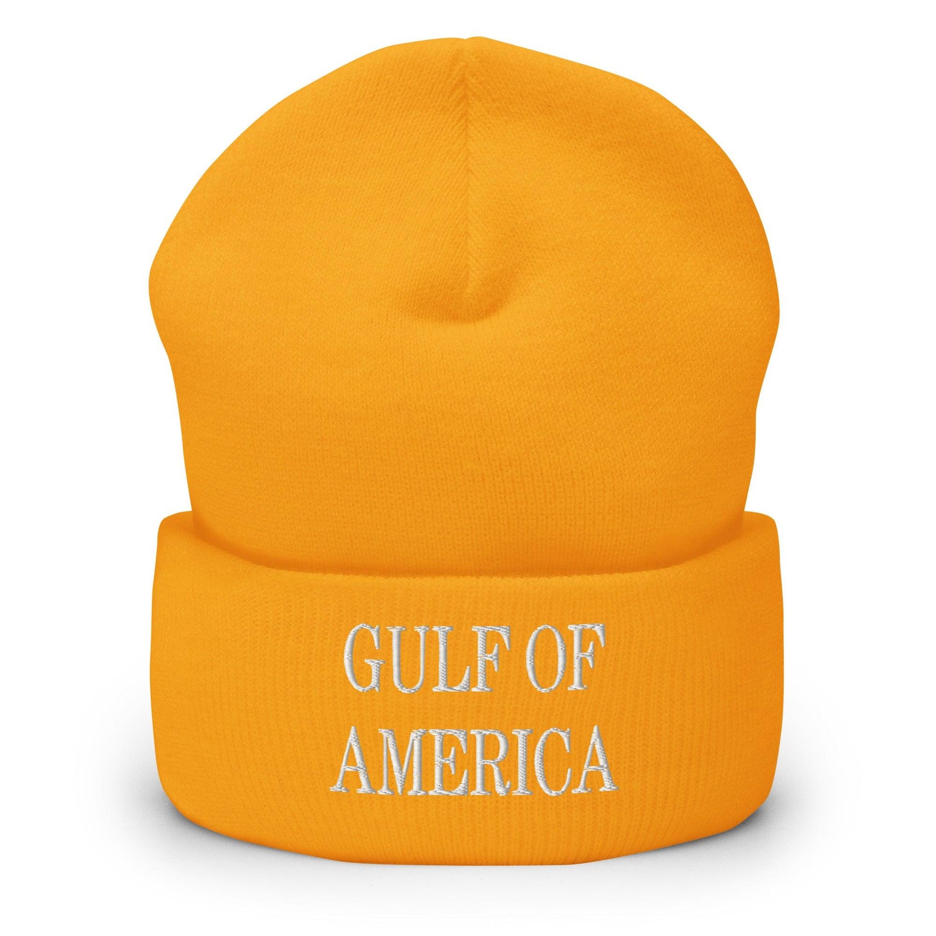 Gulf of America Embroidered Knit Cuffed Beanie Gold Beanies Capital Crowns Conservative LADs Make Again