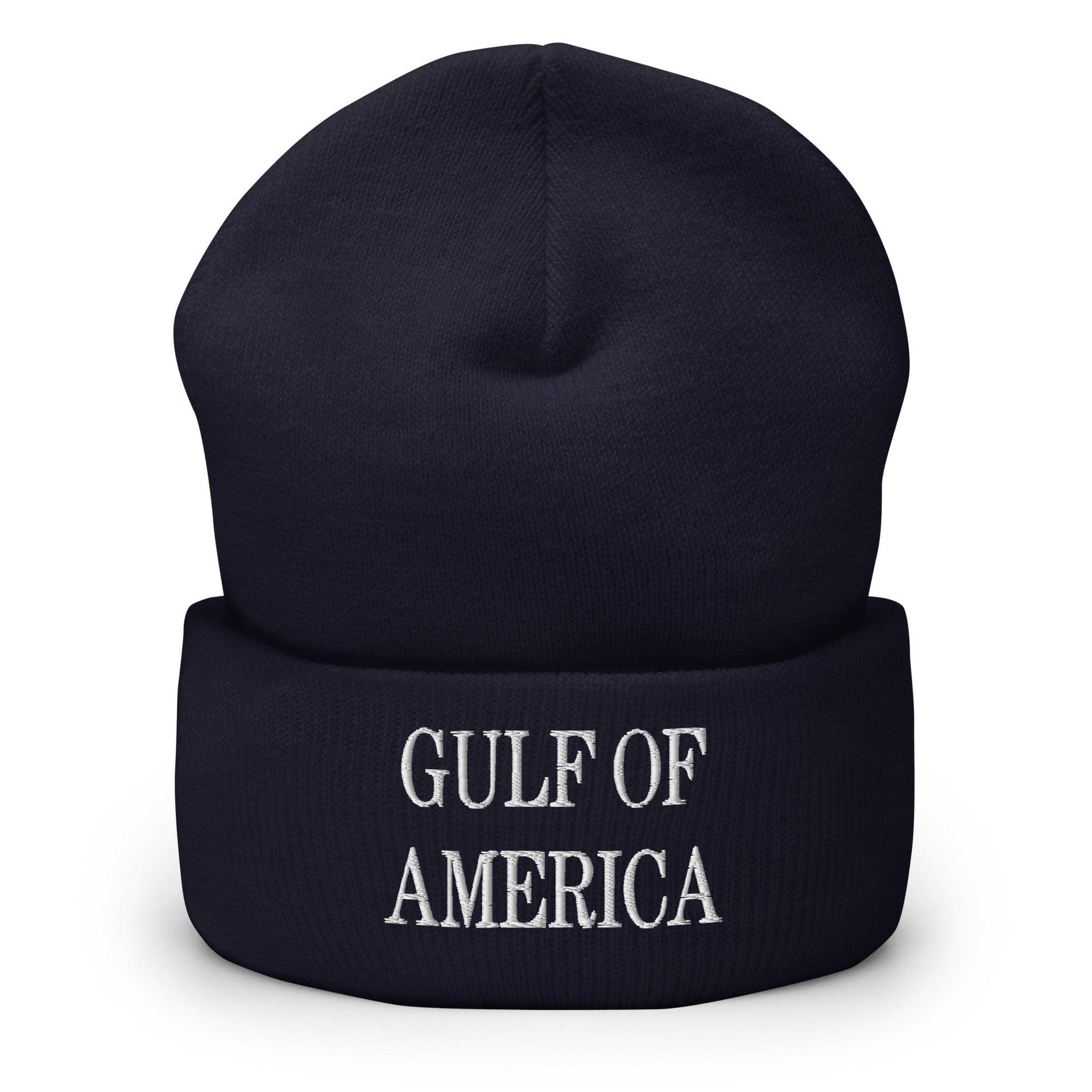 Gulf of America Embroidered Knit Cuffed Beanie Navy Beanies Capital Crowns Conservative LADs Make Again
