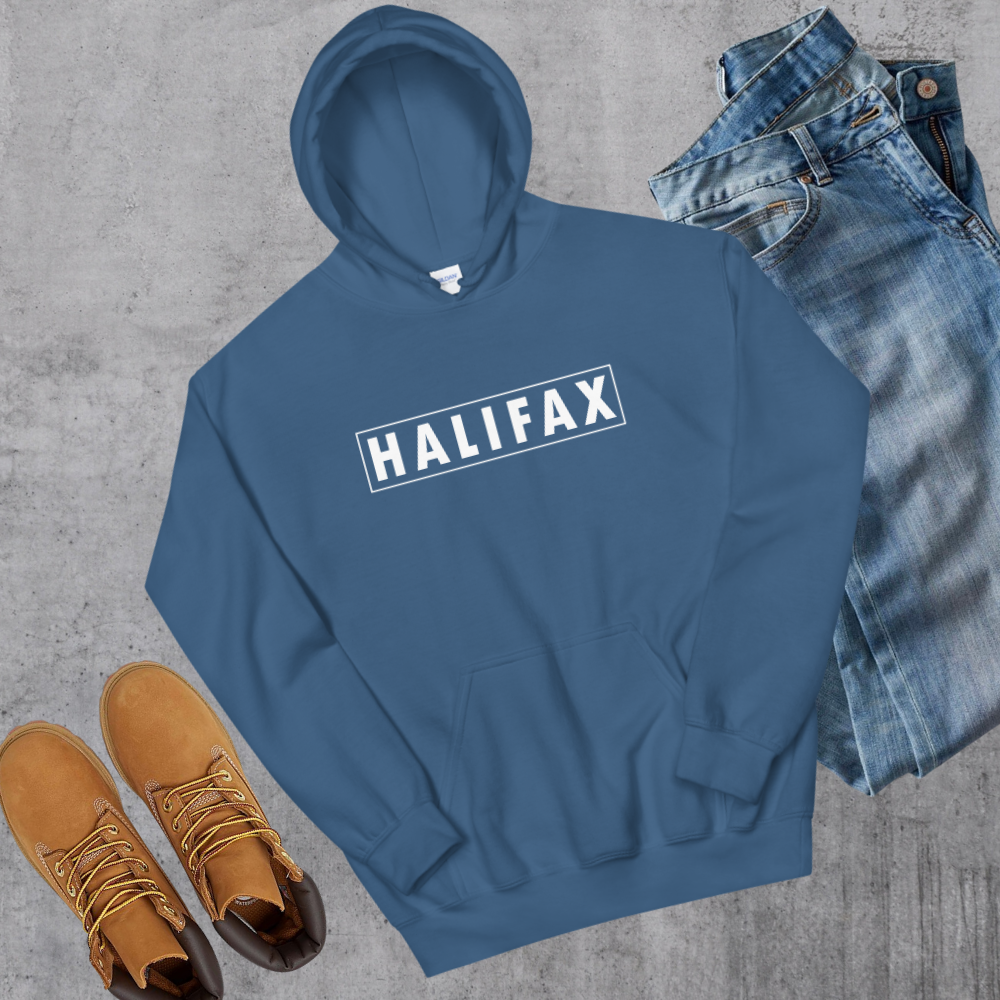 Halifax Box Hoodie Indigo Blue Canadian City Apparel