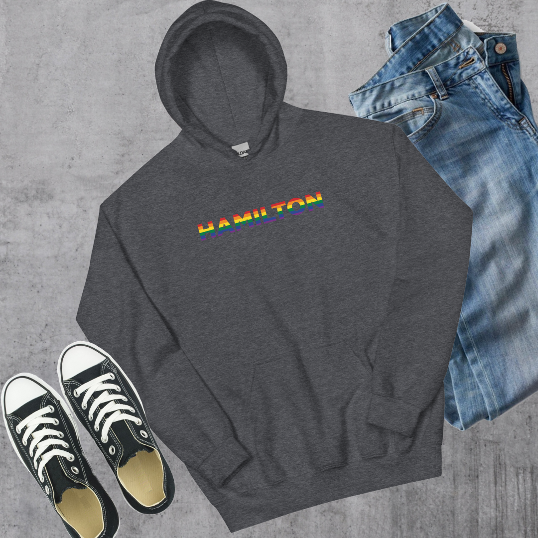 Hamilton ON Pride Hoodie Dark Heather Canadian City Apparel