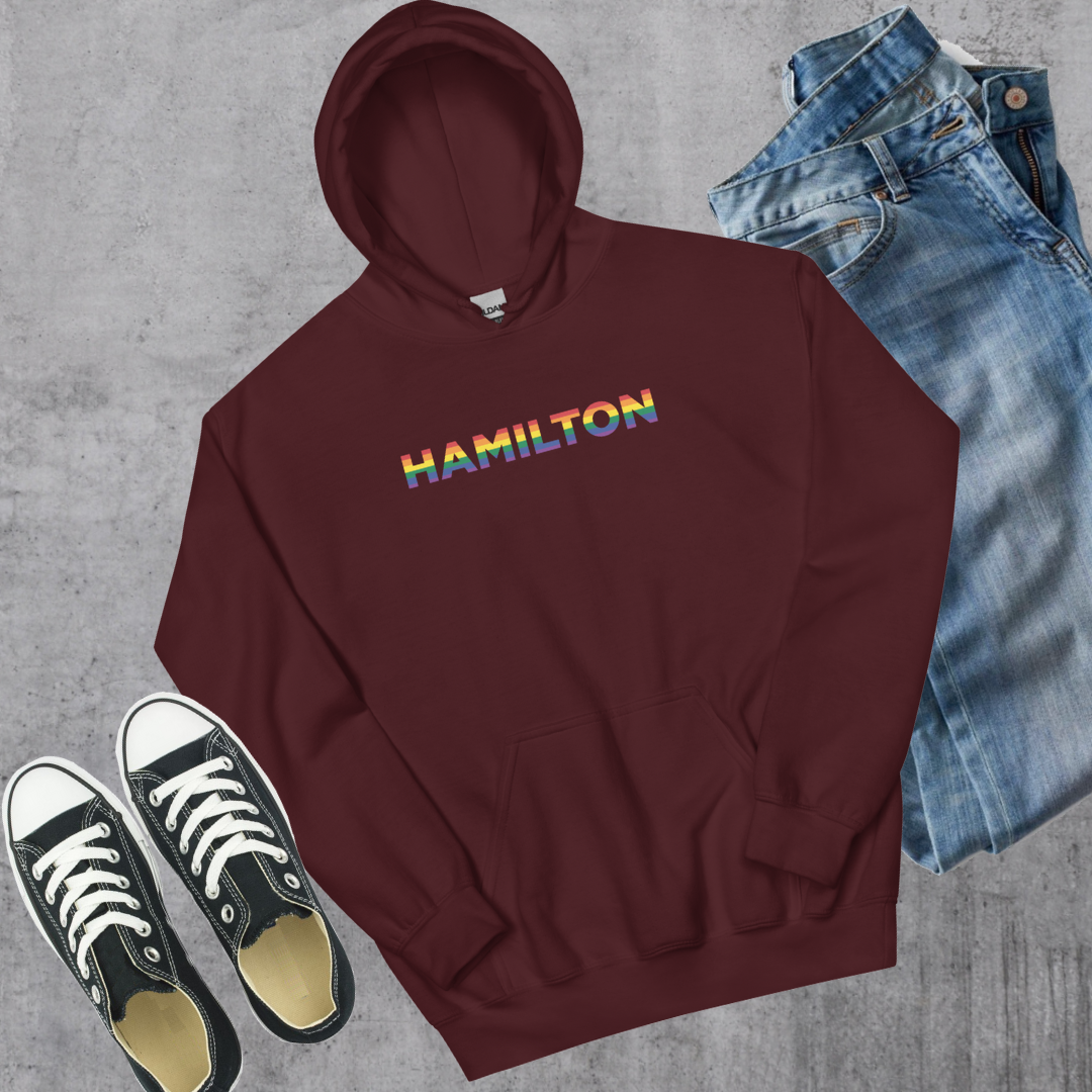 Hamilton ON Pride Hoodie Maroon Canadian City Apparel