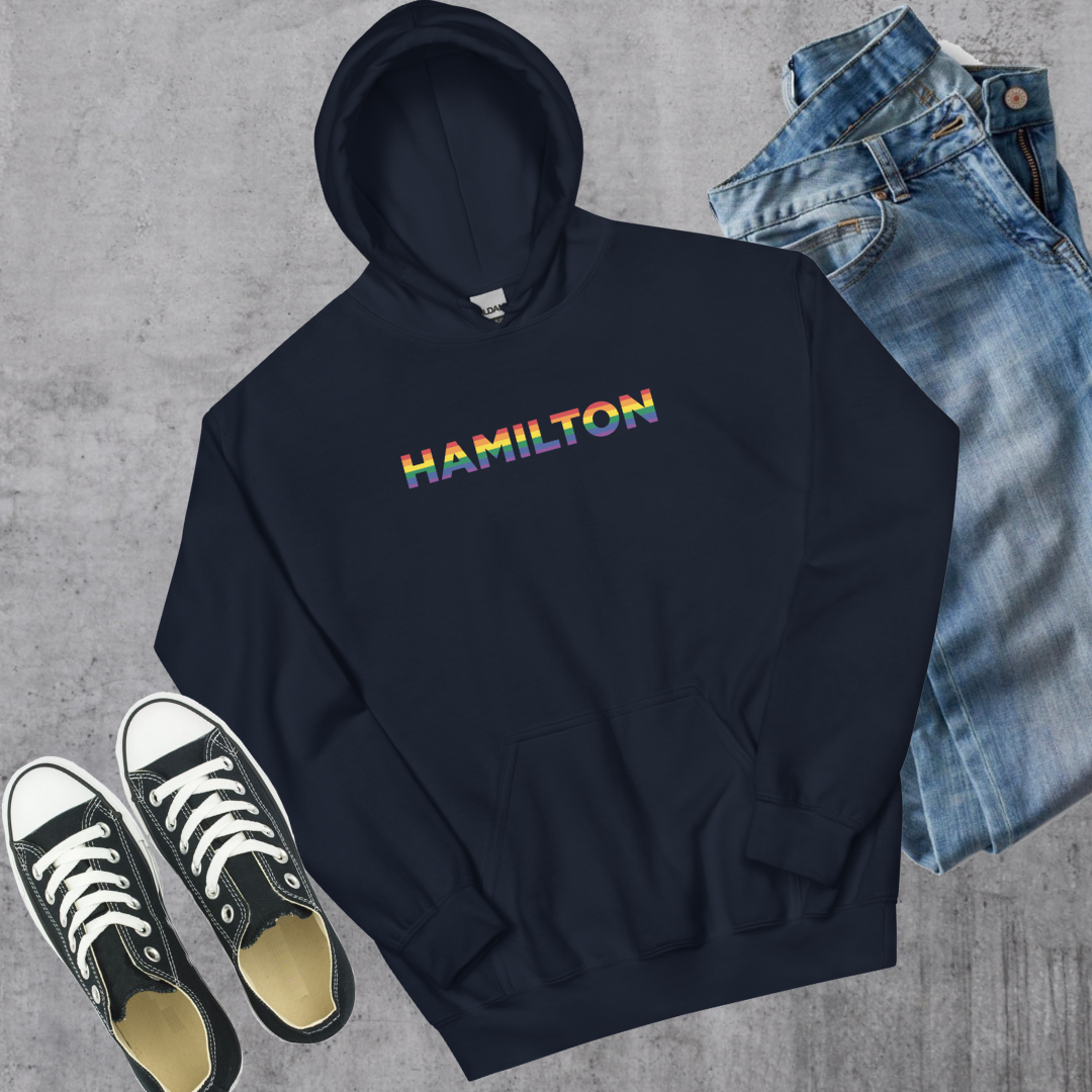Hamilton ON Pride Hoodie Navy Canadian City Apparel