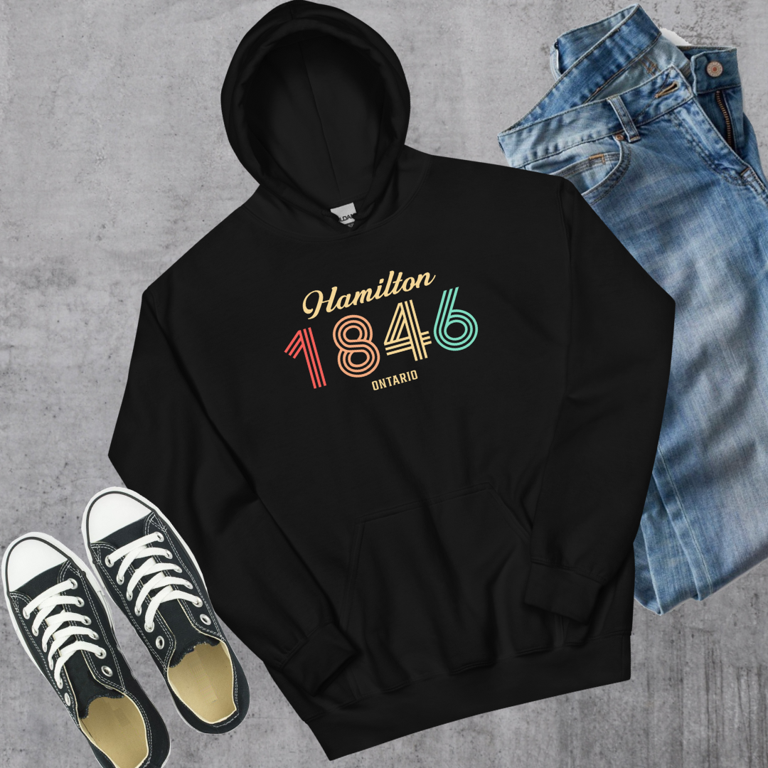 Hamilton Vintage Hoodie Black Canadian City Apparel