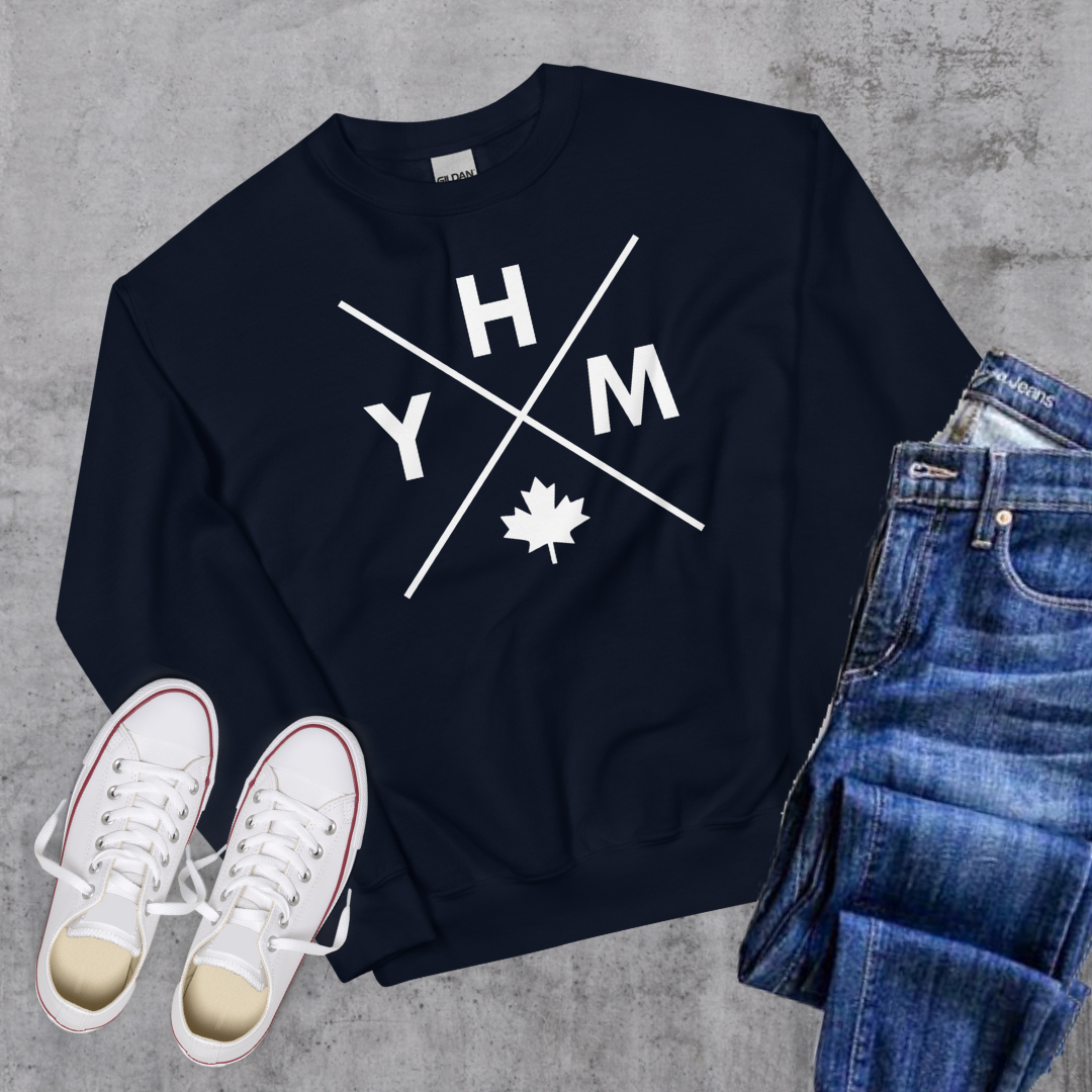 Hamilton YHM X Crewneck Navy Canadian City Apparel