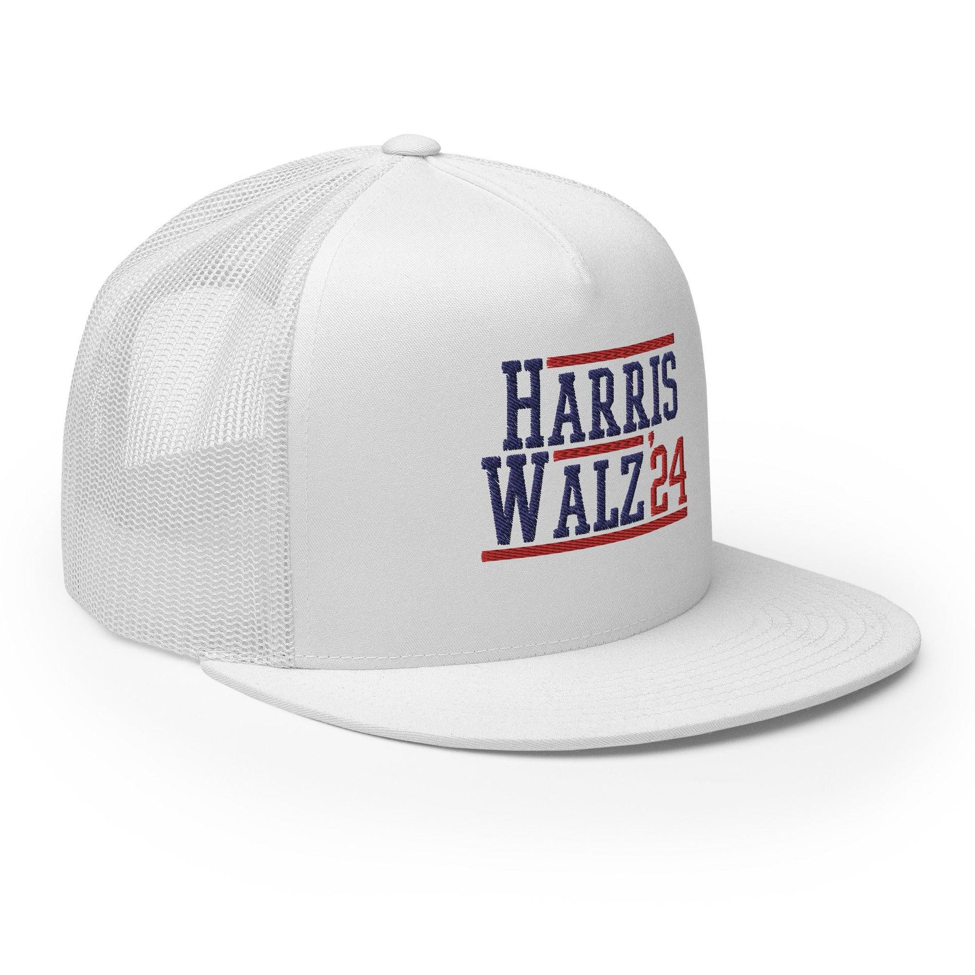 Harris Walz 2024 24 Flat Bill Brim Trucker Hat Capital Crowns LADs Liberal Snapback Hats Trucker Hats