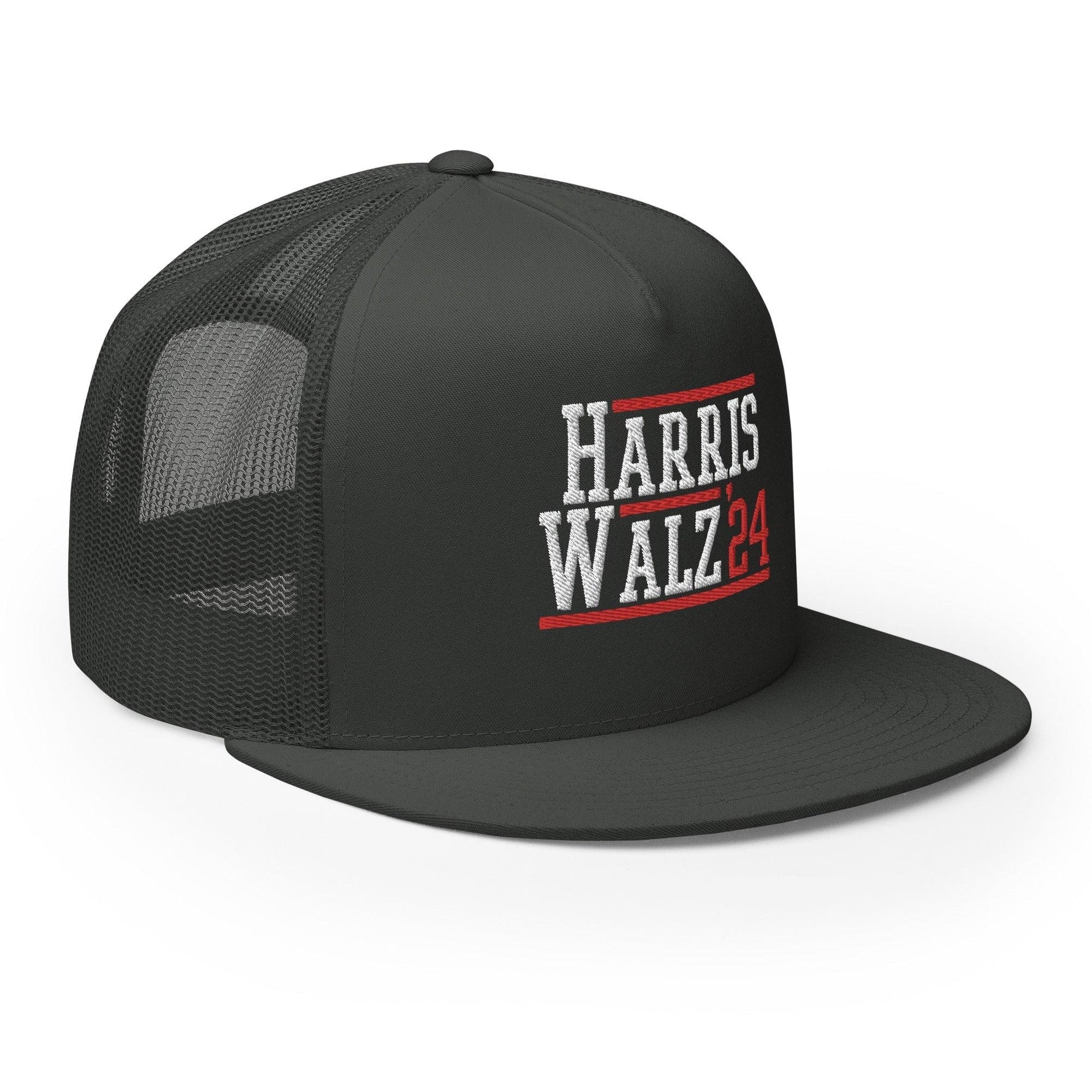 Harris Walz 2024 24 Flat Bill Brim Trucker Hat Capital Crowns LADs Liberal Snapback Hats Trucker Hats
