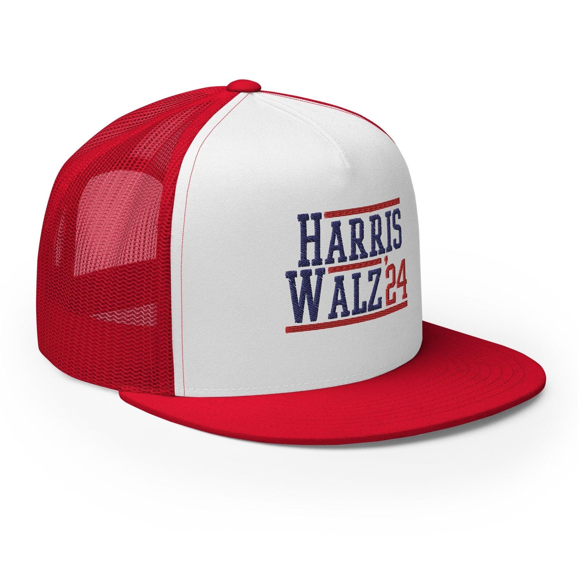 Harris Walz 2024 24 Flat Bill Brim Trucker Hat Capital Crowns LADs Liberal Snapback Hats Trucker Hats