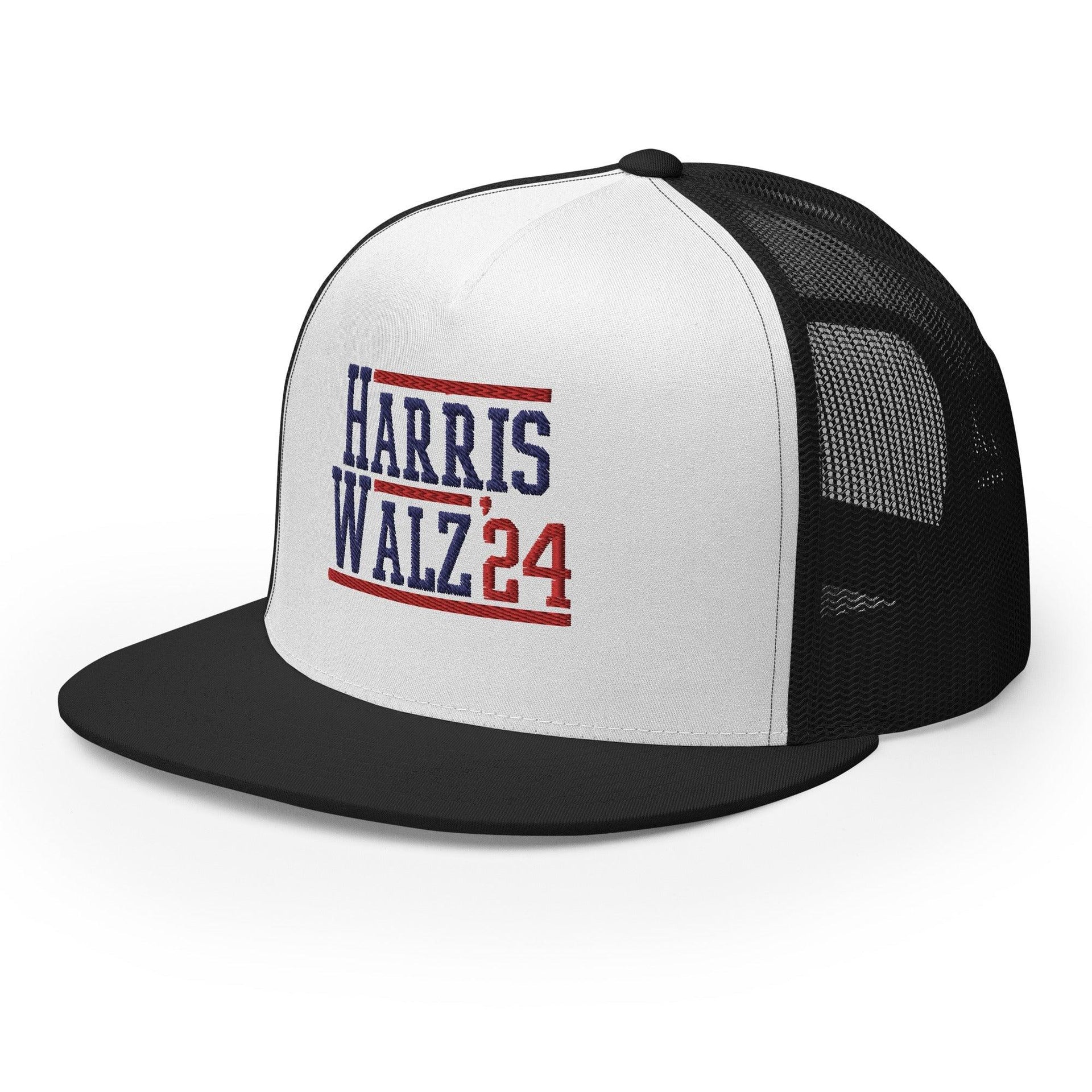 Harris Walz 2024 24 Flat Bill Brim Trucker Hat Capital Crowns LADs Liberal Snapback Hats Trucker Hats
