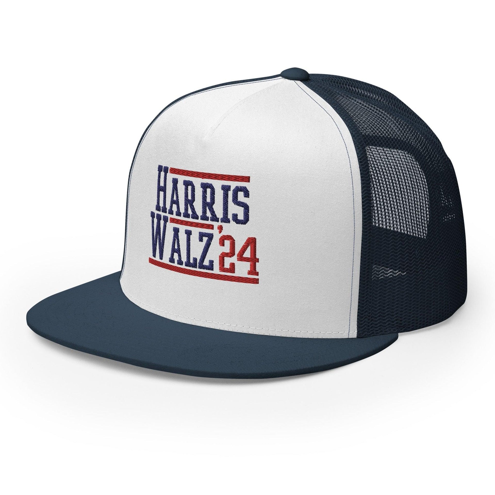Harris Walz 2024 24 Flat Bill Brim Trucker Hat Capital Crowns LADs Liberal Snapback Hats Trucker Hats