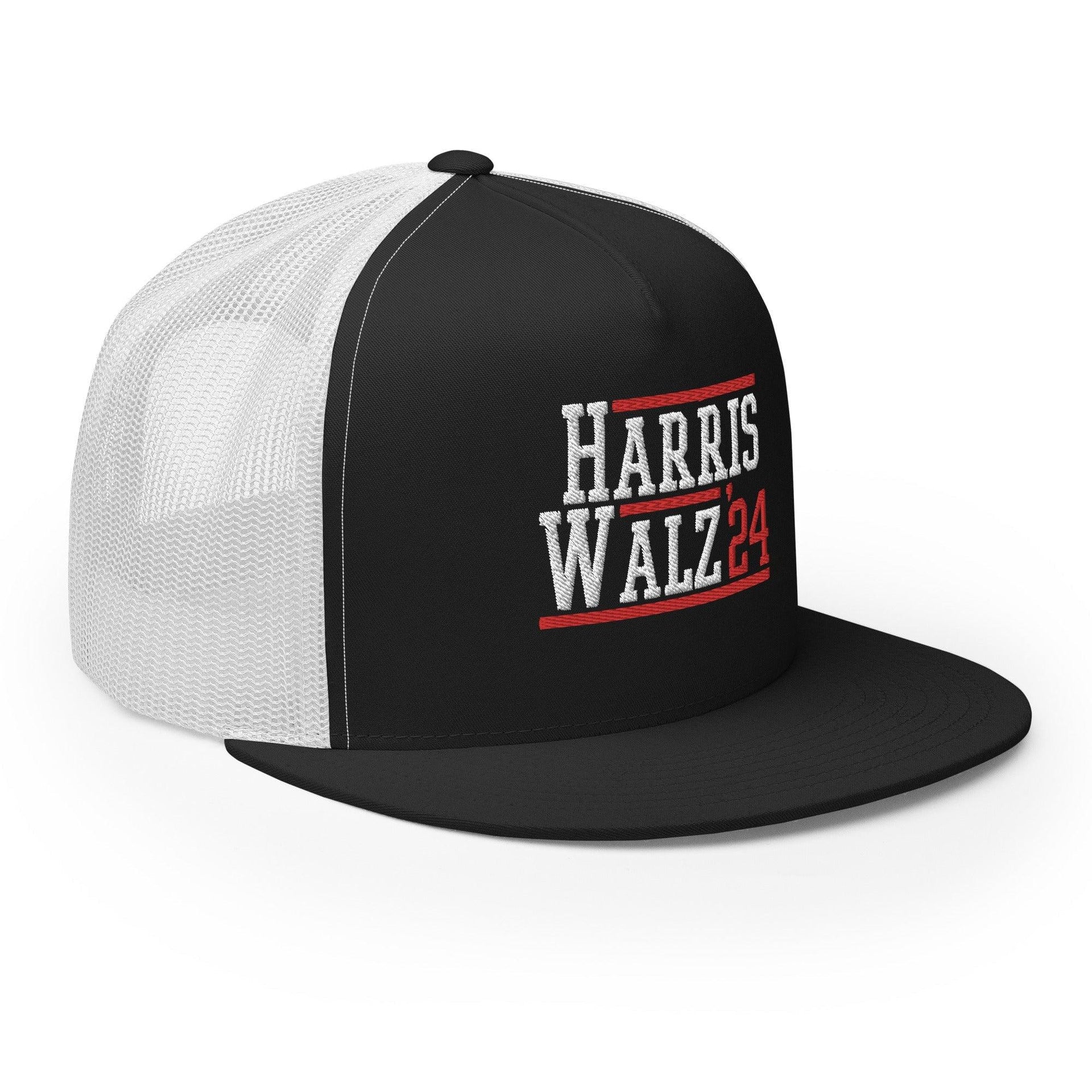 Harris Walz 2024 24 Flat Bill Brim Trucker Hat Capital Crowns LADs Liberal Snapback Hats Trucker Hats