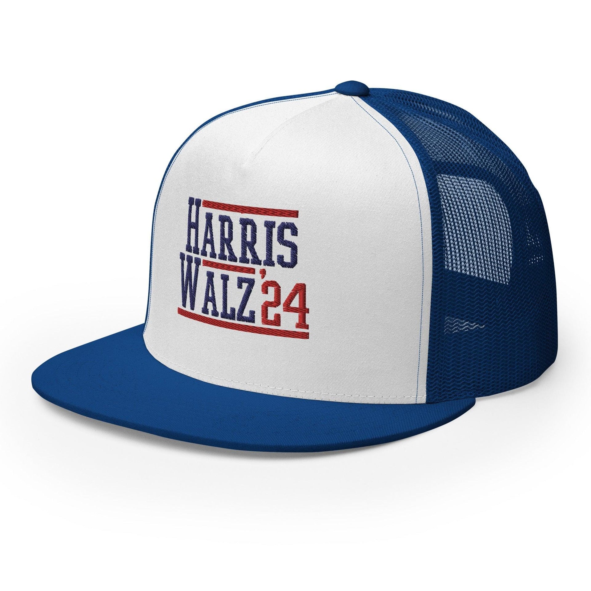 Harris Walz 2024 24 Flat Bill Brim Trucker Hat Capital Crowns LADs Liberal Snapback Hats Trucker Hats