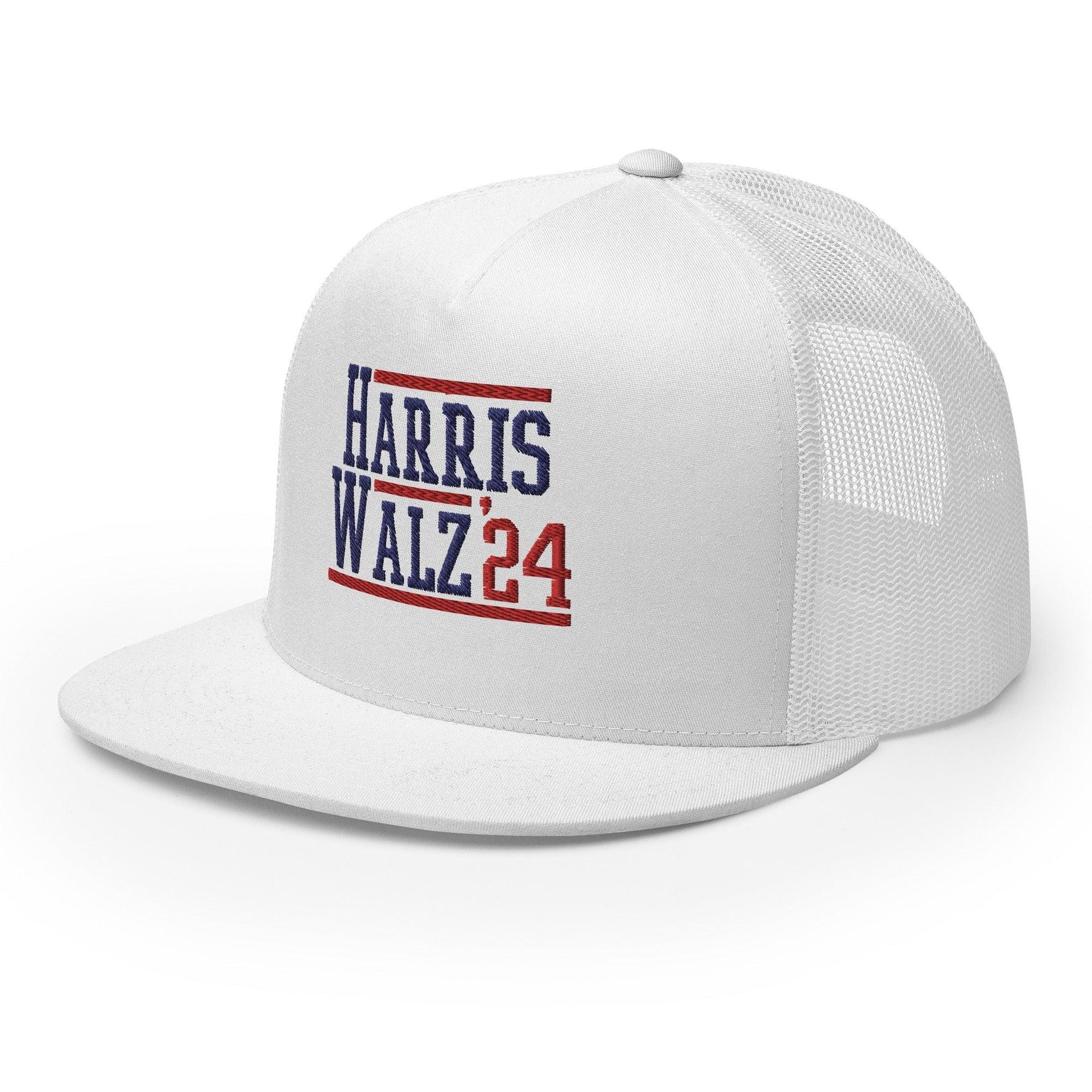 Harris Walz 2024 24 Flat Bill Brim Trucker Hat Capital Crowns LADs Liberal Snapback Hats Trucker Hats