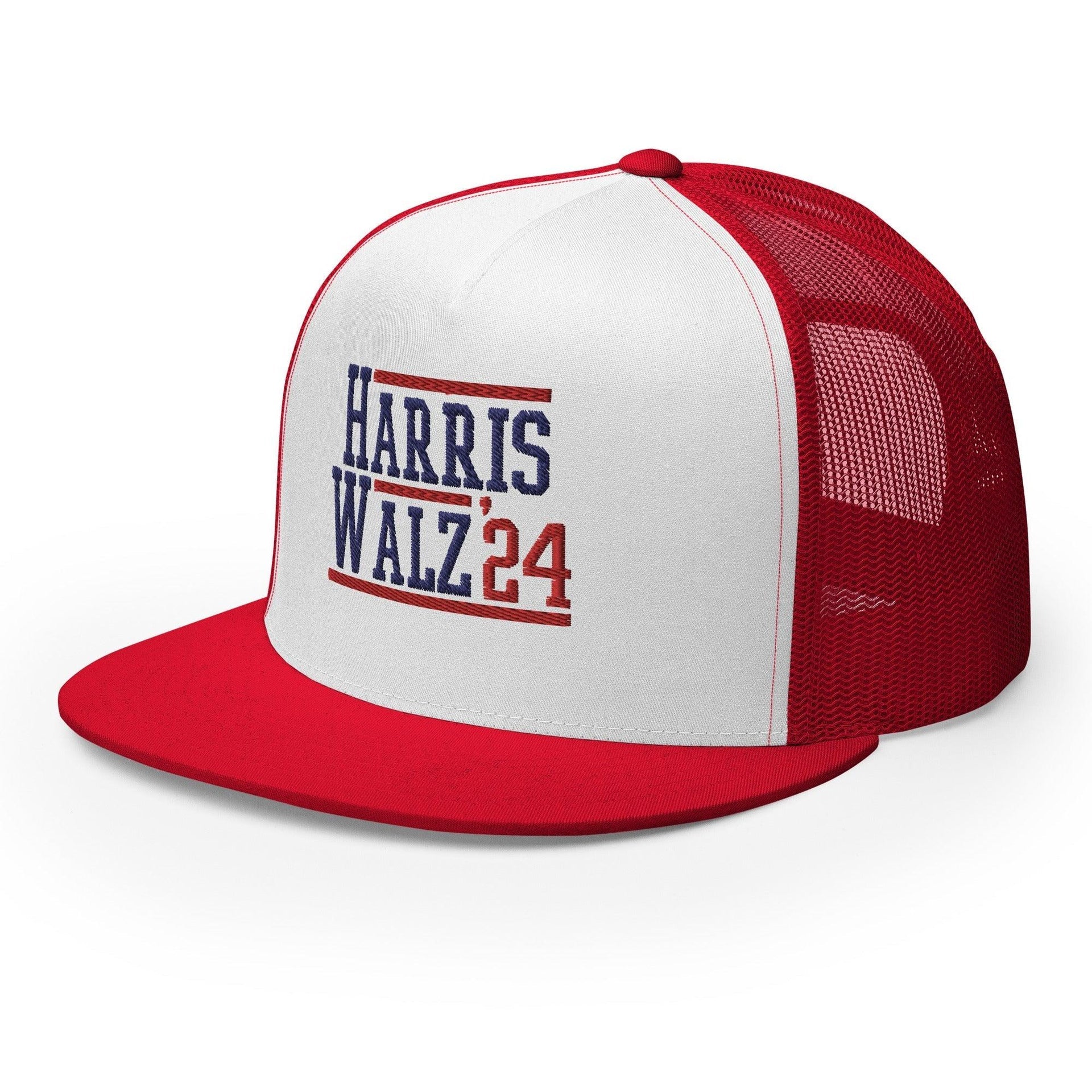 Harris Walz 2024 24 Flat Bill Brim Trucker Hat Capital Crowns LADs Liberal Snapback Hats Trucker Hats
