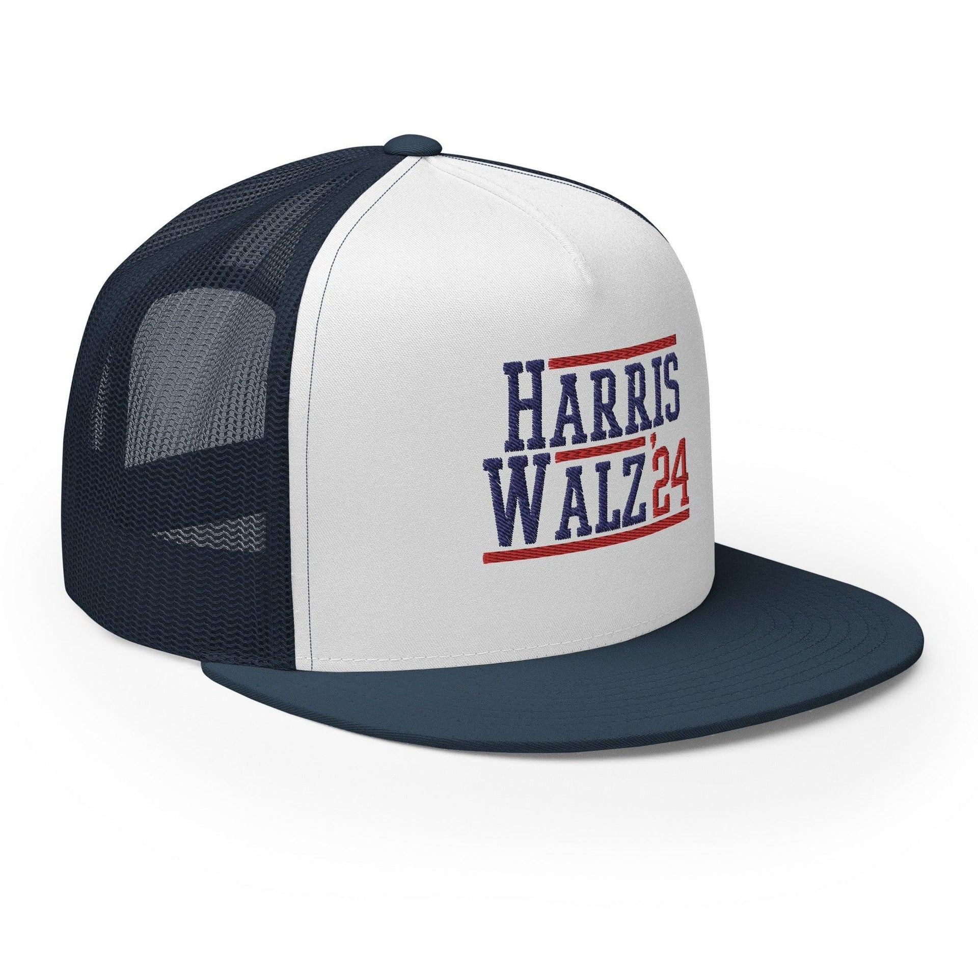 Harris Walz 2024 24 Flat Bill Brim Trucker Hat Capital Crowns LADs Liberal Snapback Hats Trucker Hats