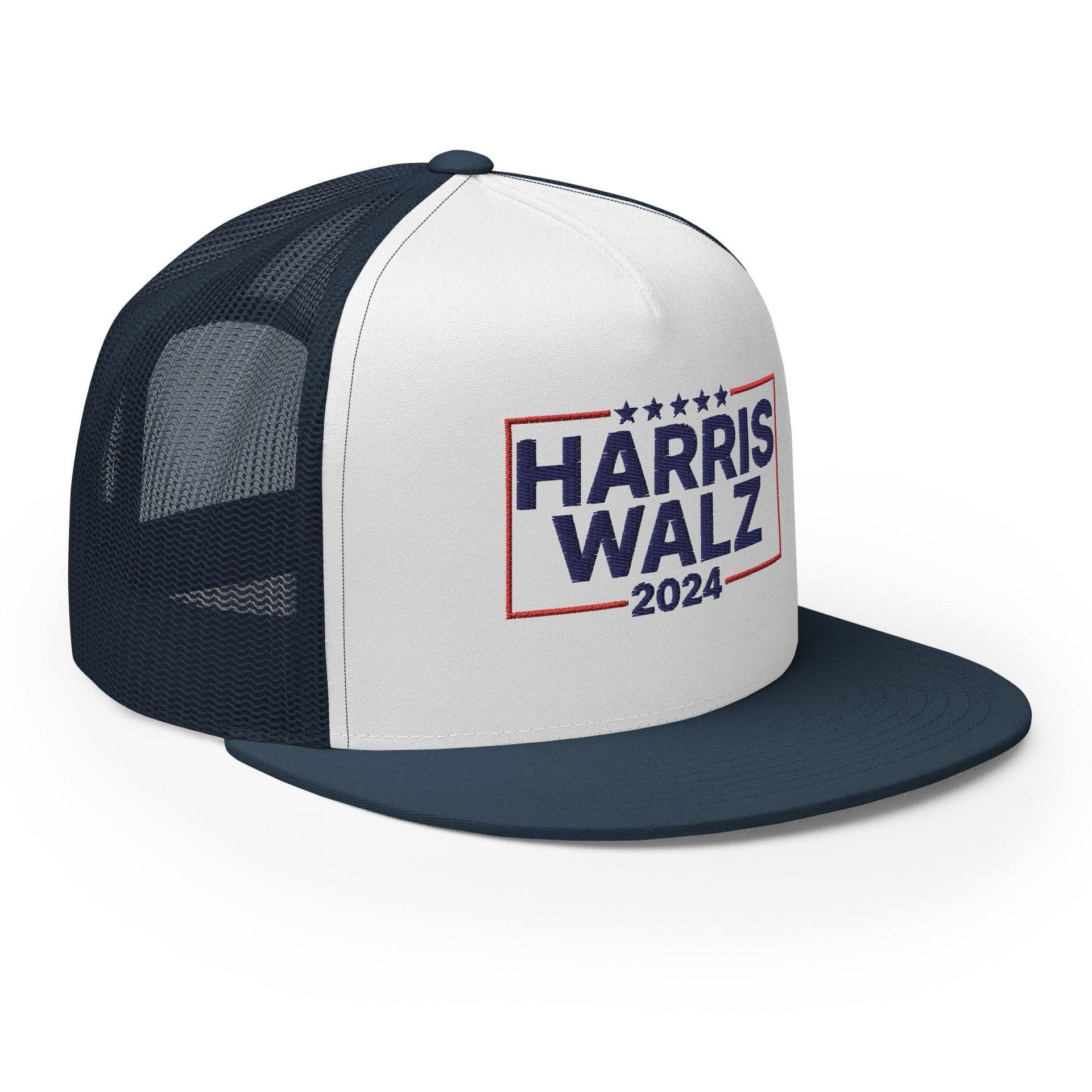 Harris Walz 2024 Flat Bill Brim Trucker Hat Capital Crowns LADs Liberal Snapback Hats Trucker Hats