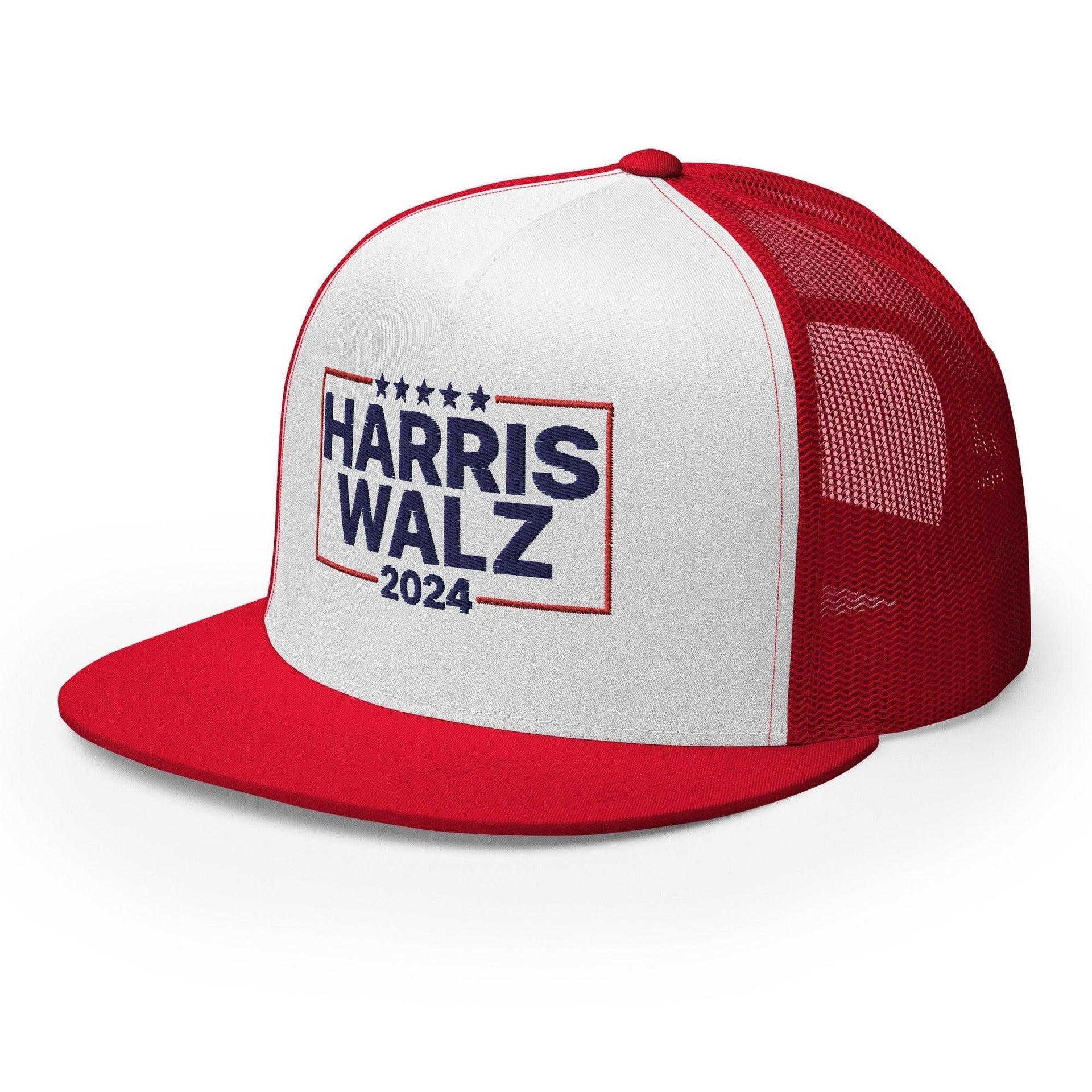 Harris Walz 2024 Flat Bill Brim Trucker Hat Capital Crowns LADs Liberal Snapback Hats Trucker Hats