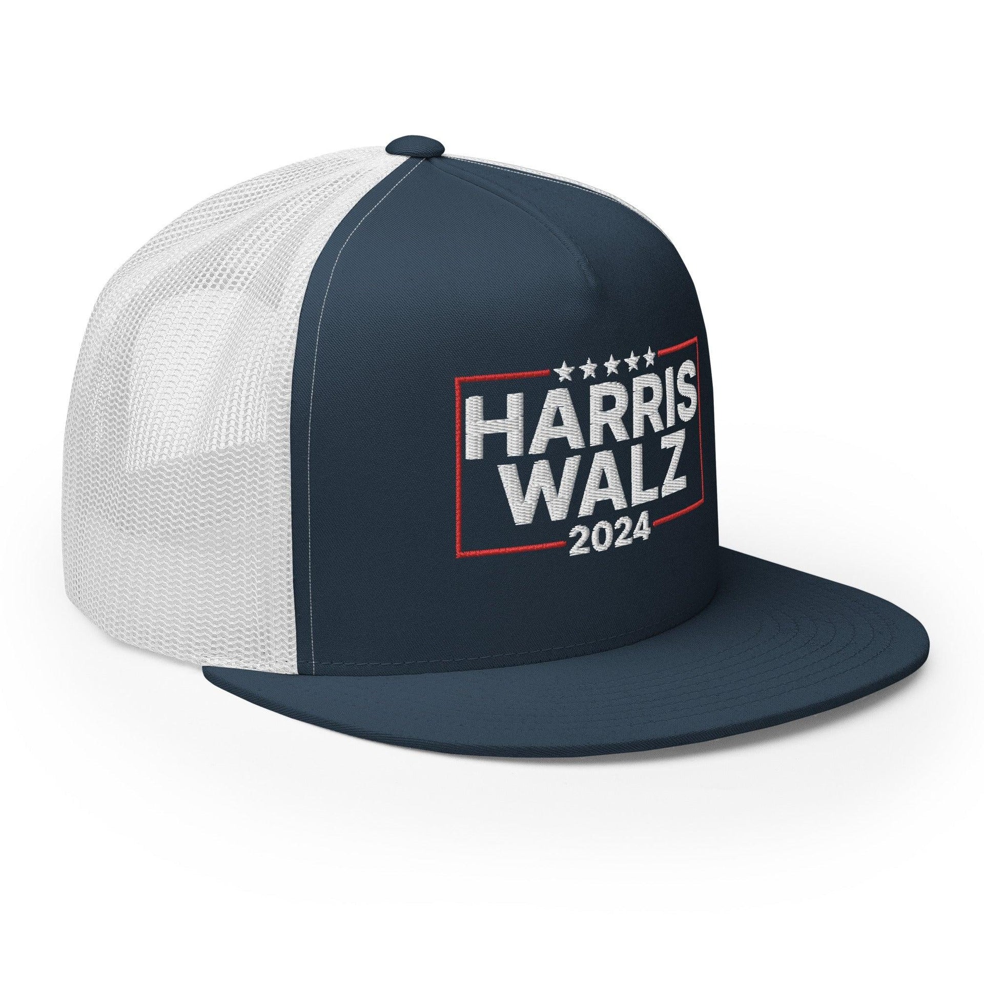 Harris Walz 2024 Flat Bill Brim Trucker Hat Capital Crowns LADs Liberal Snapback Hats Trucker Hats