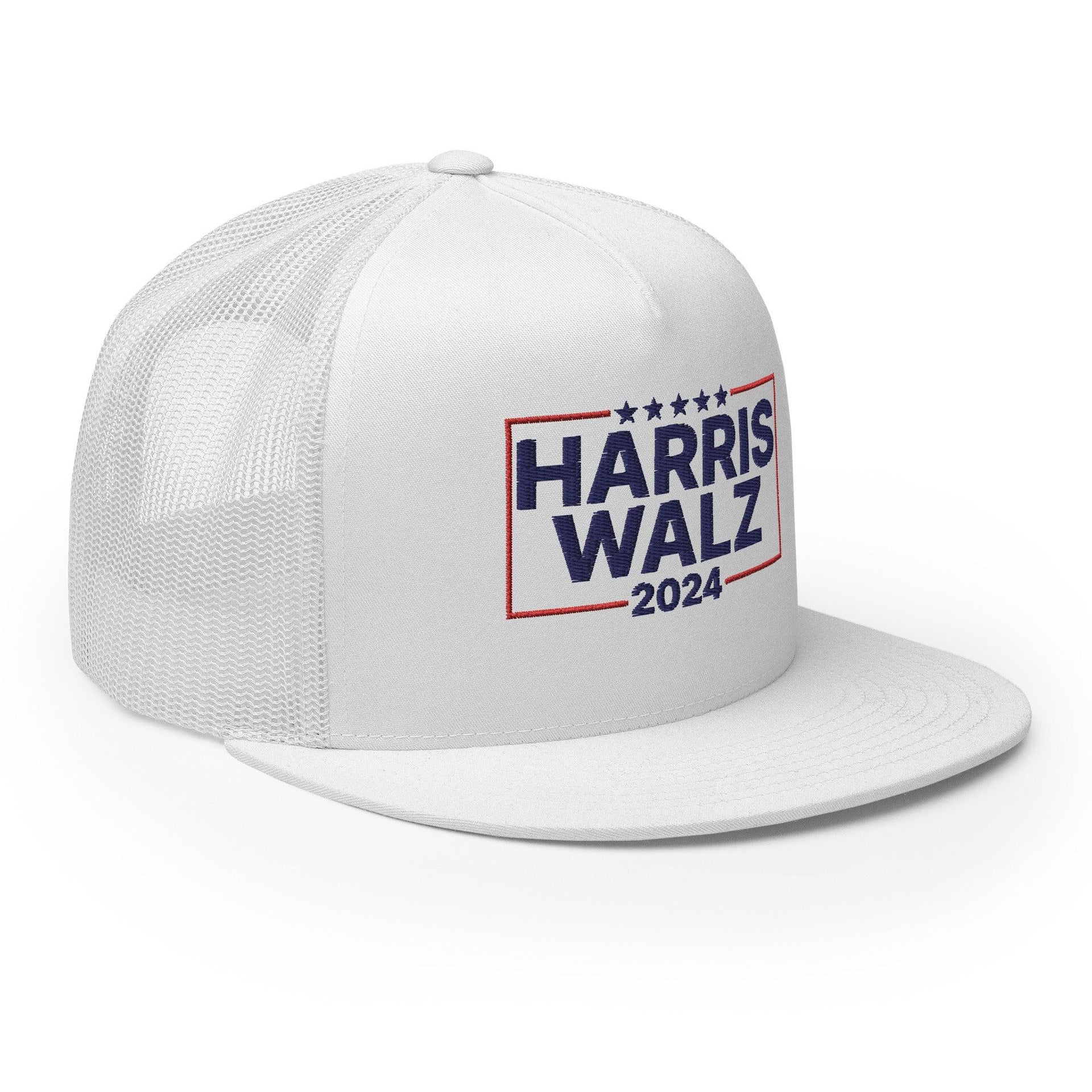 Harris Walz 2024 Flat Bill Brim Trucker Hat Capital Crowns LADs Liberal Snapback Hats Trucker Hats