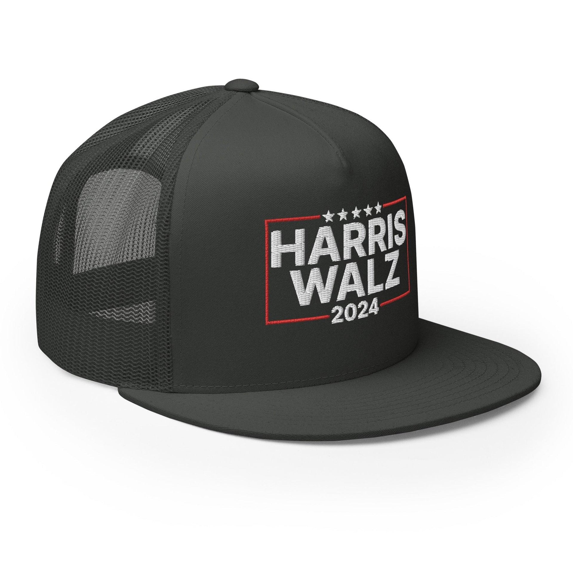 Harris Walz 2024 Flat Bill Brim Trucker Hat Capital Crowns LADs Liberal Snapback Hats Trucker Hats