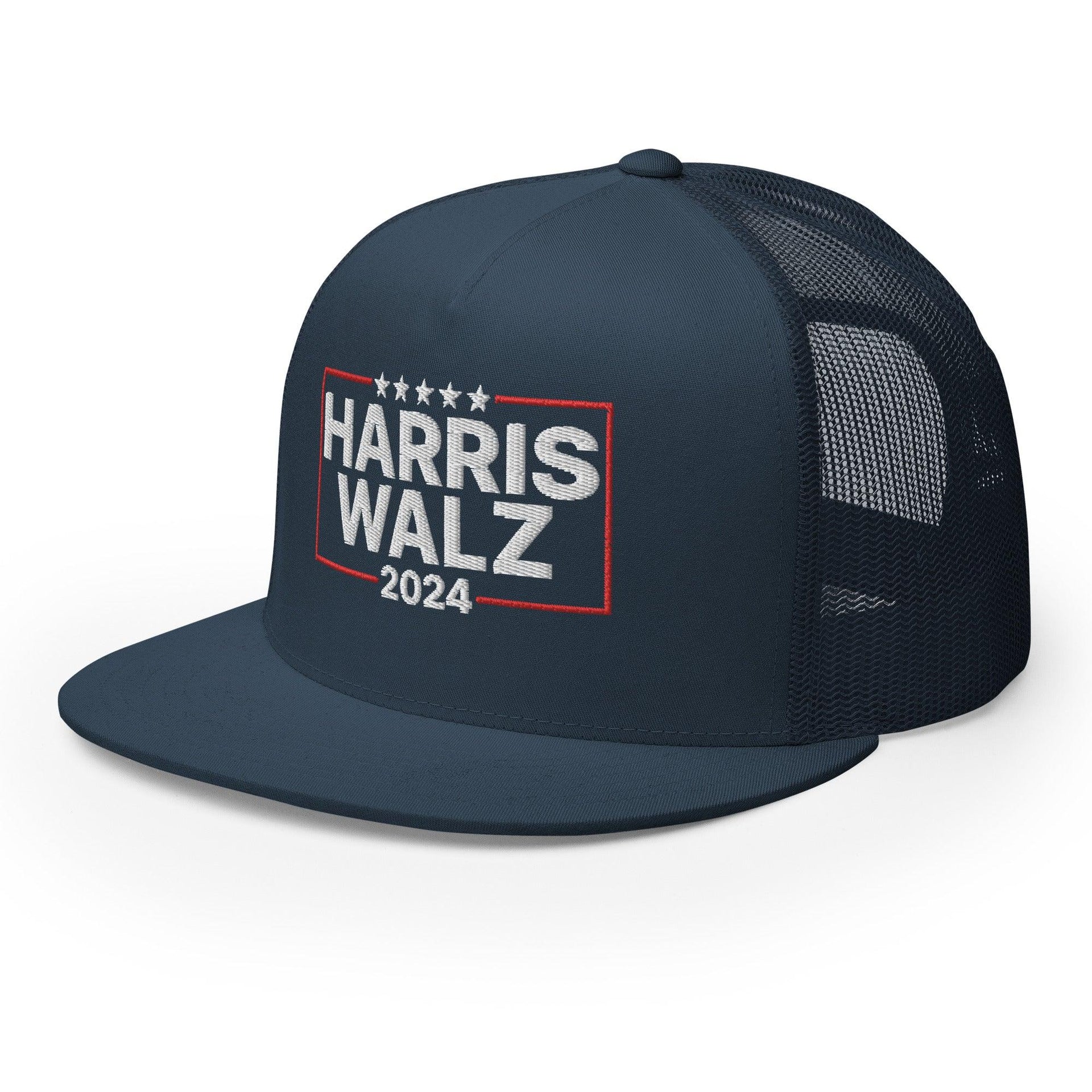 Harris Walz 2024 Flat Bill Brim Trucker Hat Capital Crowns LADs Liberal Snapback Hats Trucker Hats