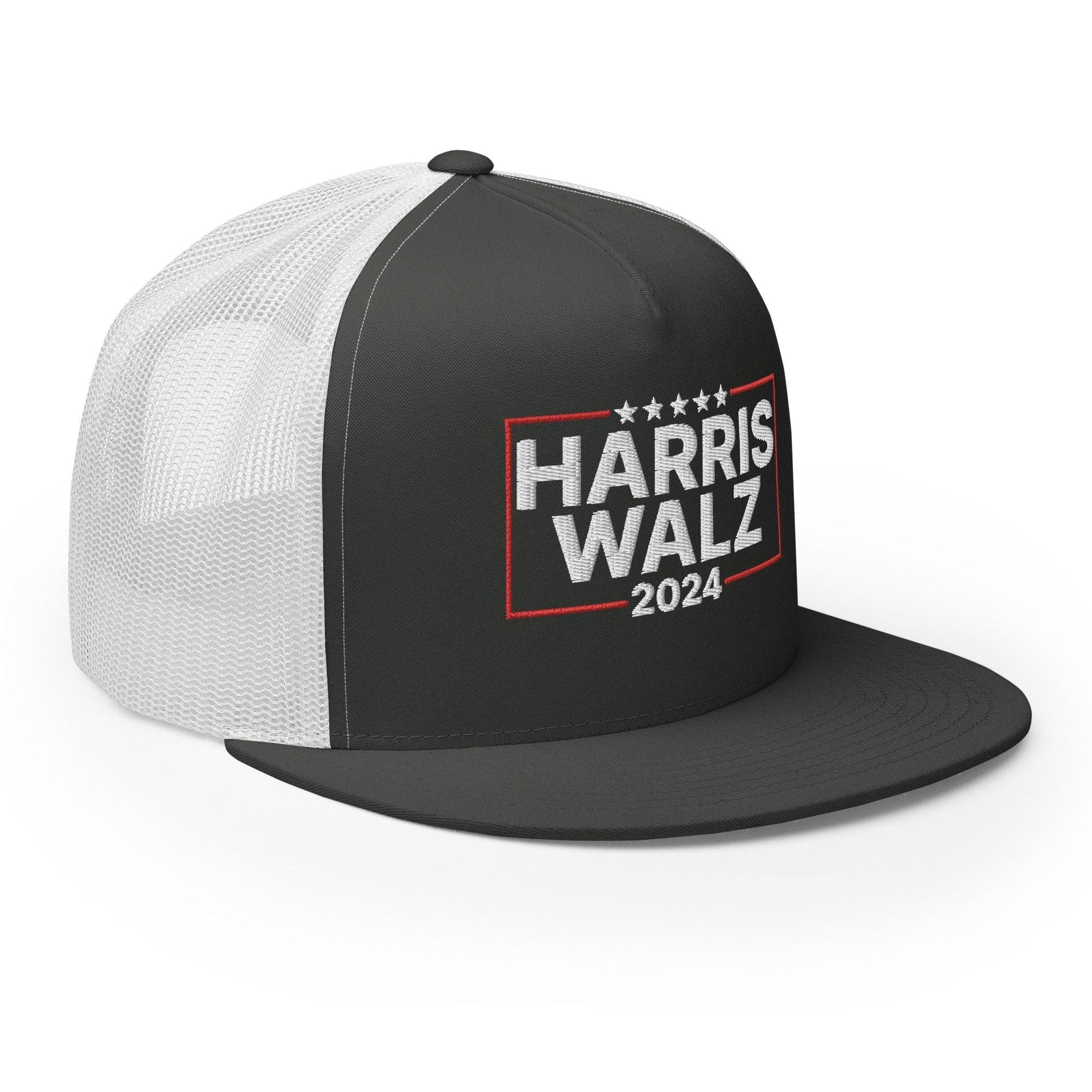 Harris Walz 2024 Flat Bill Brim Trucker Hat Capital Crowns LADs Liberal Snapback Hats Trucker Hats