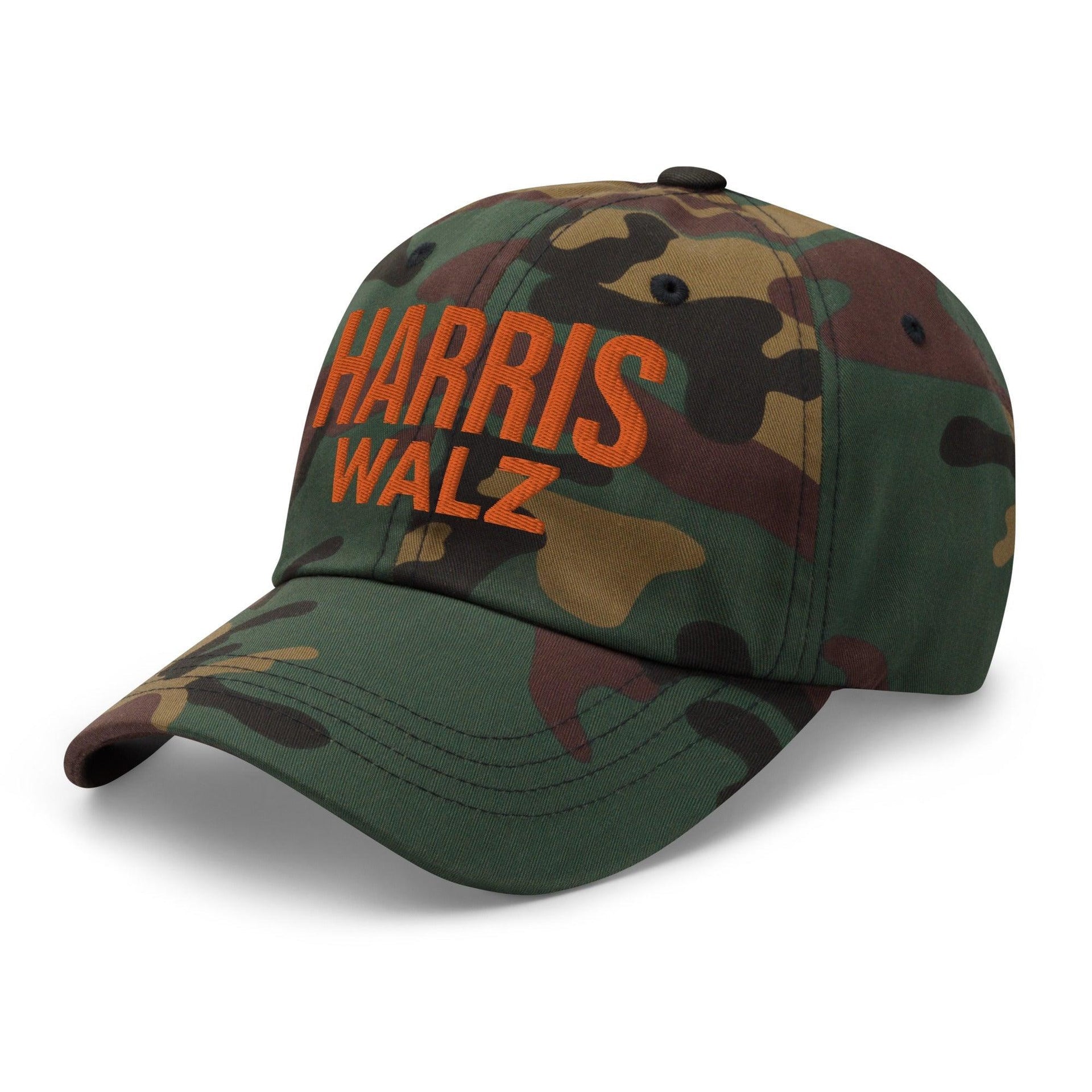 Harris Walz Embroidered Orange Camo Dad Hat Capital Crowns Dad Hats LADs Liberal Orange Camo