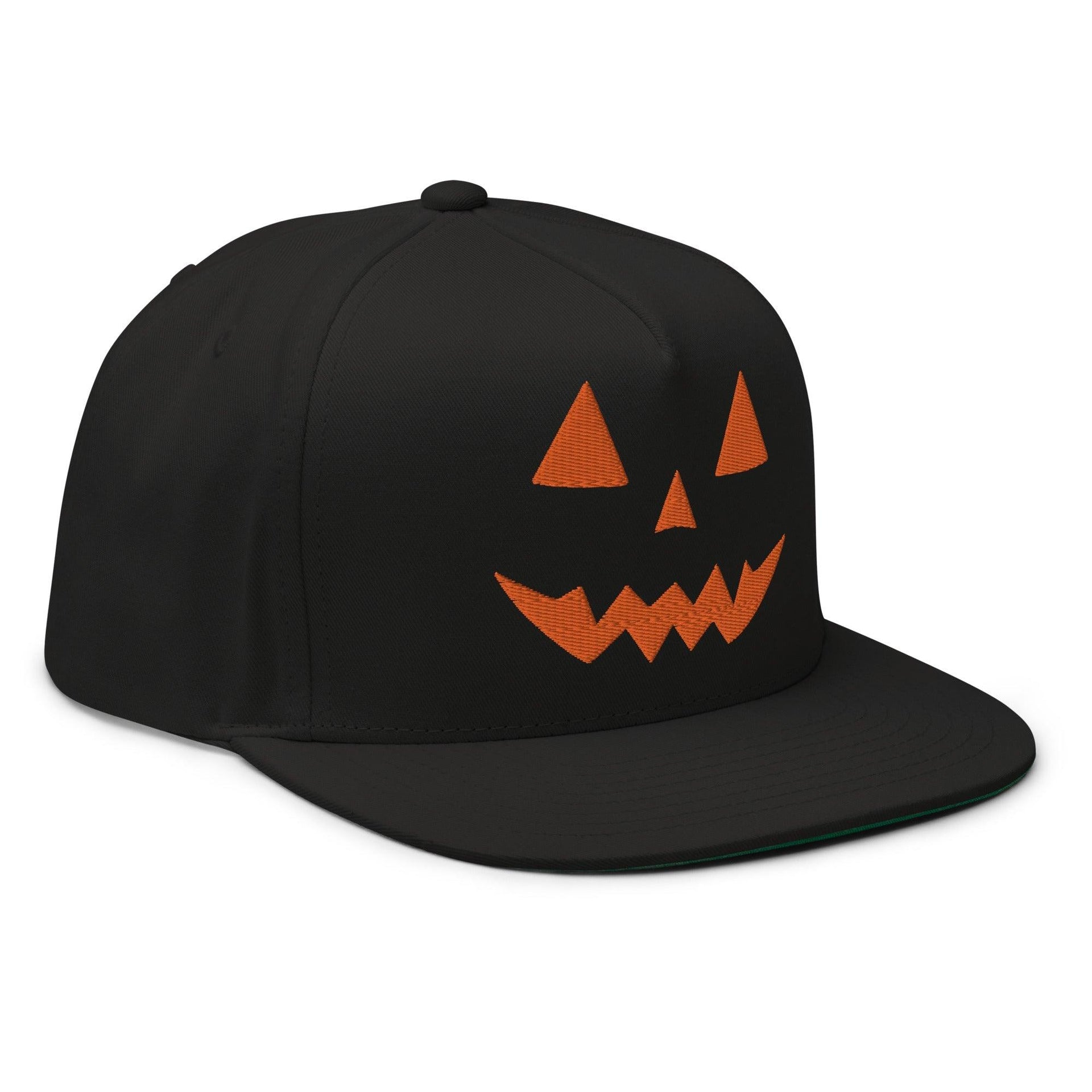 Harris Walz Jack-O'-Lantern Pumpkin Halloween Embroidered Flat Bill Brim 5 Panel Snapback Hat Capital Crowns Harris Halloween LADs Liberal Snapback Hats