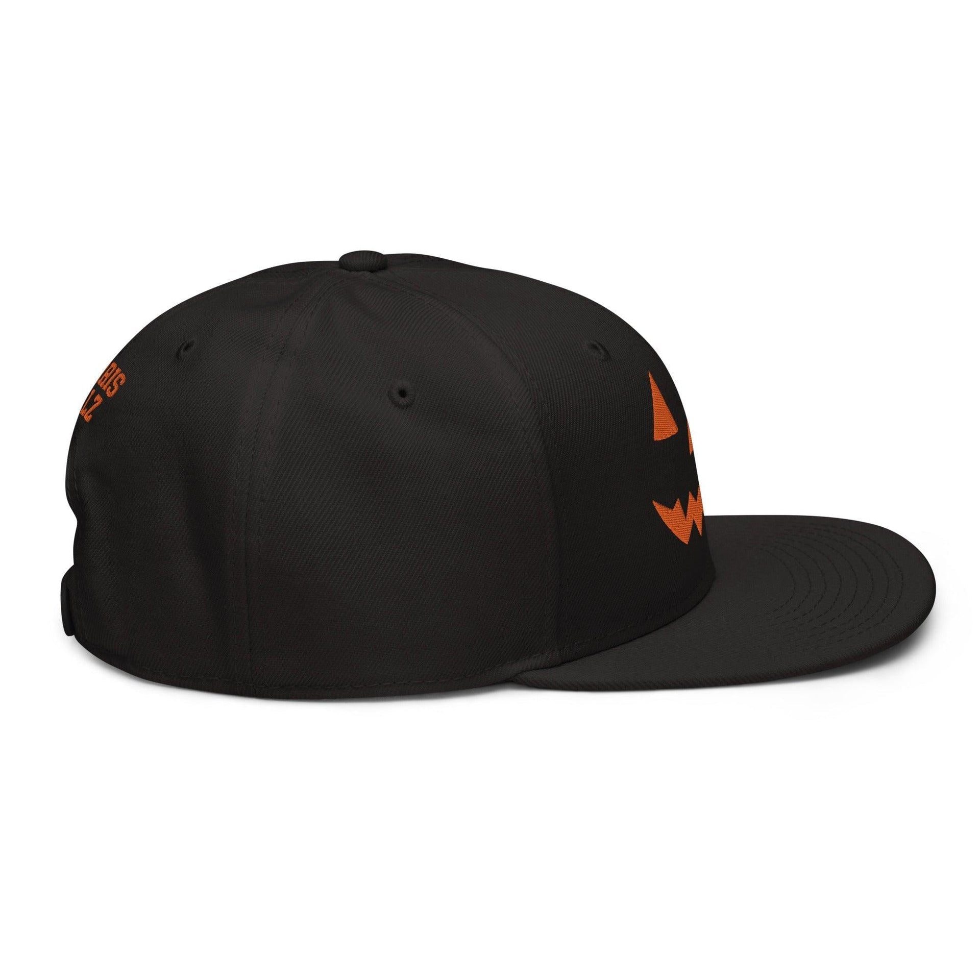 Harris Walz Jack-O'-Lantern Pumpkin Halloween Embroidered Flat Bill Brim High Crown Snapback Hat Capital Crowns Harris Halloween LADs Liberal Snapback Hats