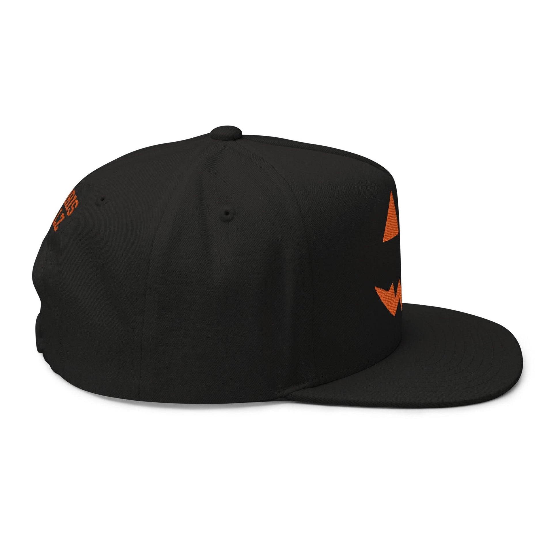 Harris Walz Jack-O'-Lantern Pumpkin Halloween Embroidered Flat Bill Brim 5 Panel Snapback Hat Capital Crowns Harris Halloween LADs Liberal Snapback Hats