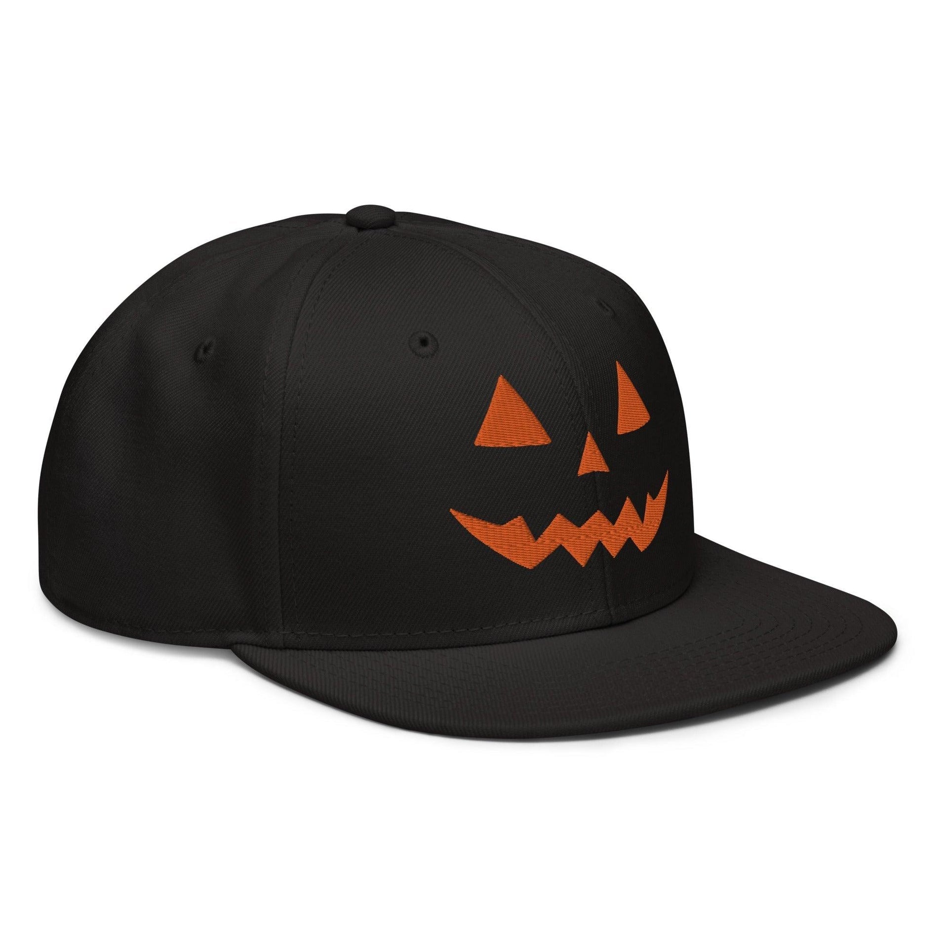 Harris Walz Jack-O'-Lantern Pumpkin Halloween Embroidered Flat Bill Brim High Crown Snapback Hat Capital Crowns Harris Halloween LADs Liberal Snapback Hats