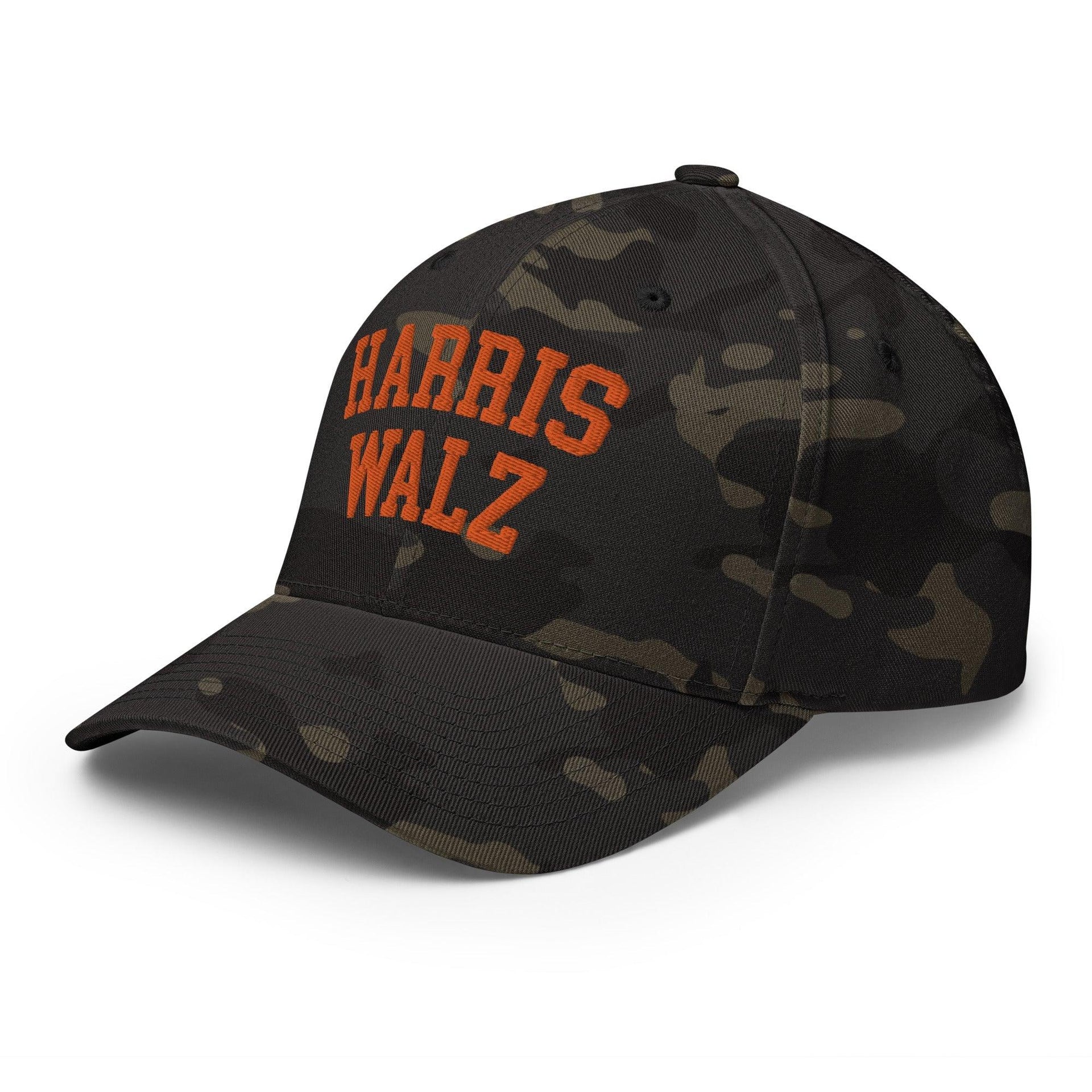 Harris-Walz Midwest Princess Parody Embroidered Stretch Fit Baseball Hat Orange Camo Capital Crowns LADs Liberal Orange Camo Stretch Fit