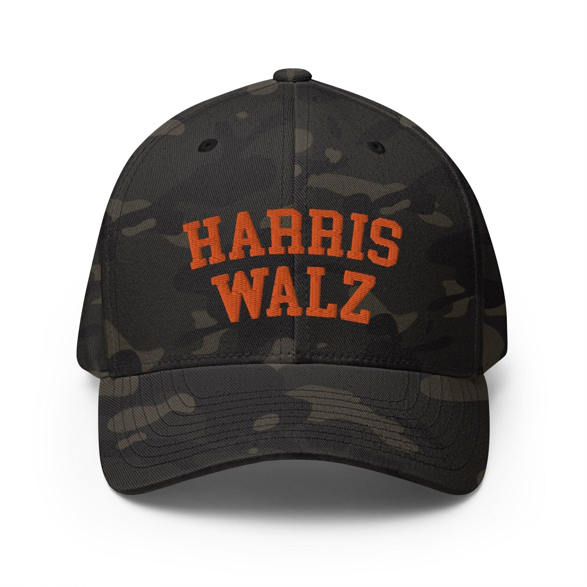 Harris-Walz Midwest Princess Parody Embroidered Stretch Fit Baseball Hat Orange Camo Multicam Black Capital Crowns LADs Liberal Orange Camo Stretch Fit