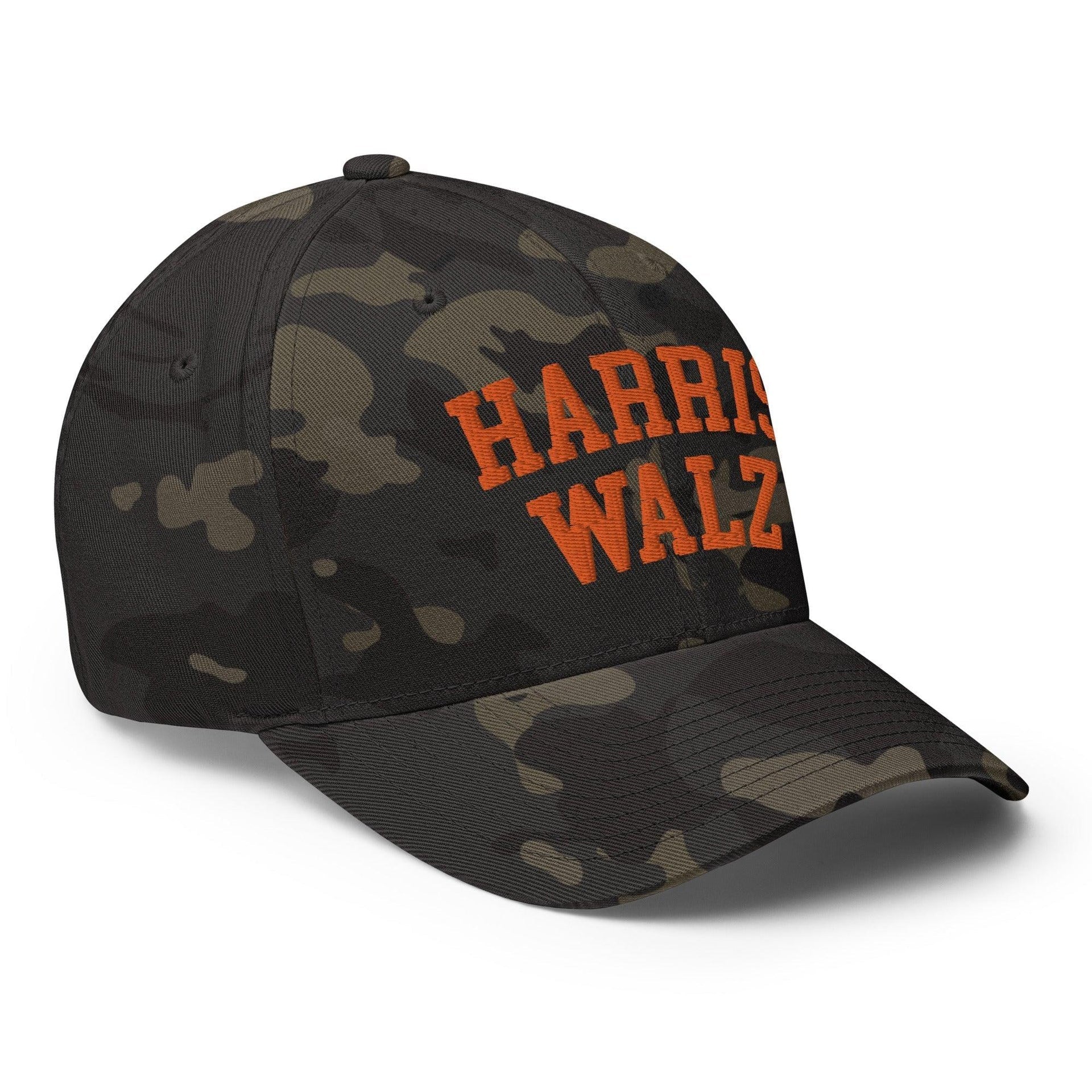 Harris-Walz Midwest Princess Parody Embroidered Stretch Fit Baseball Hat Orange Camo Capital Crowns LADs Liberal Orange Camo Stretch Fit