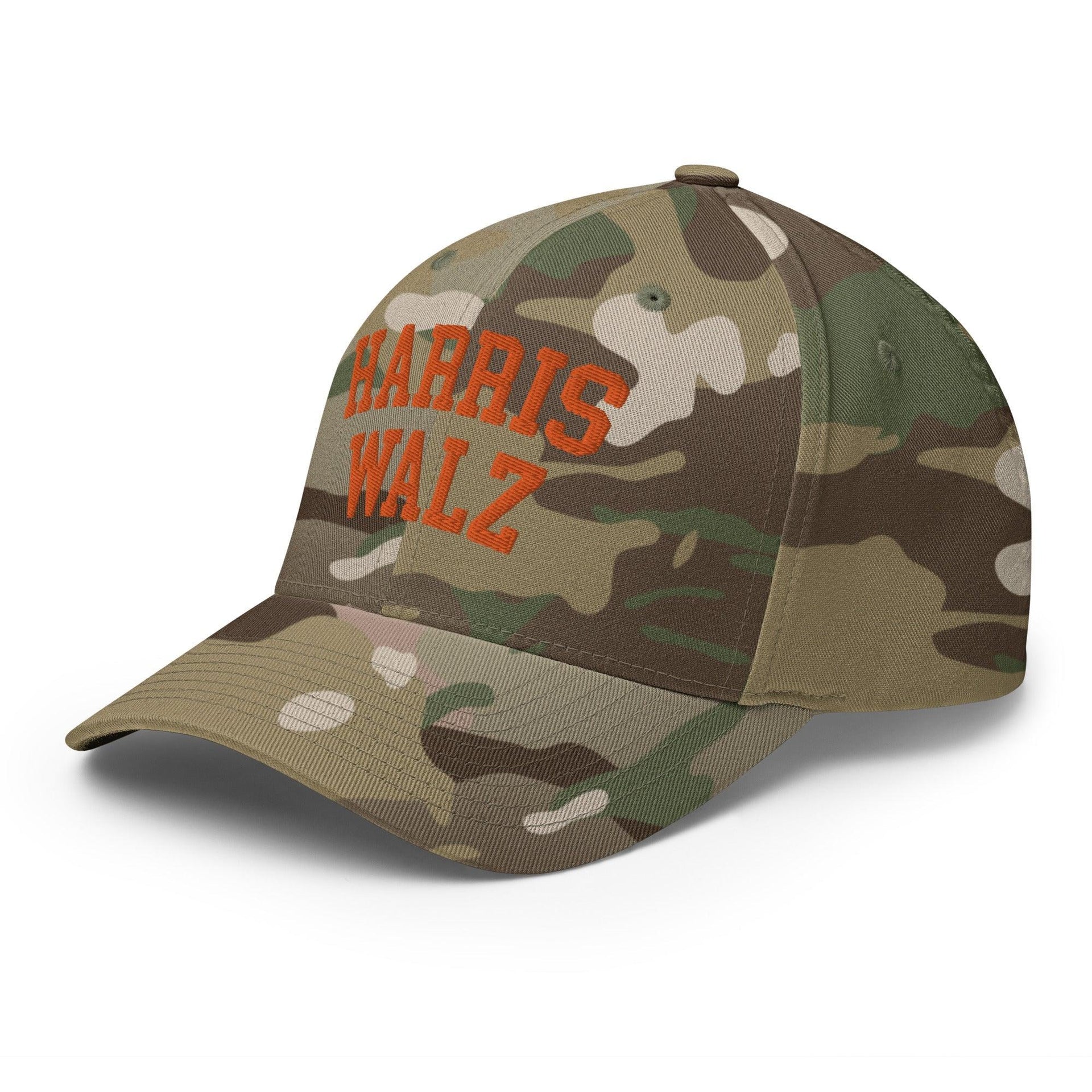 Harris-Walz Midwest Princess Parody Embroidered Stretch Fit Baseball Hat Orange Camo Capital Crowns LADs Liberal Orange Camo Stretch Fit