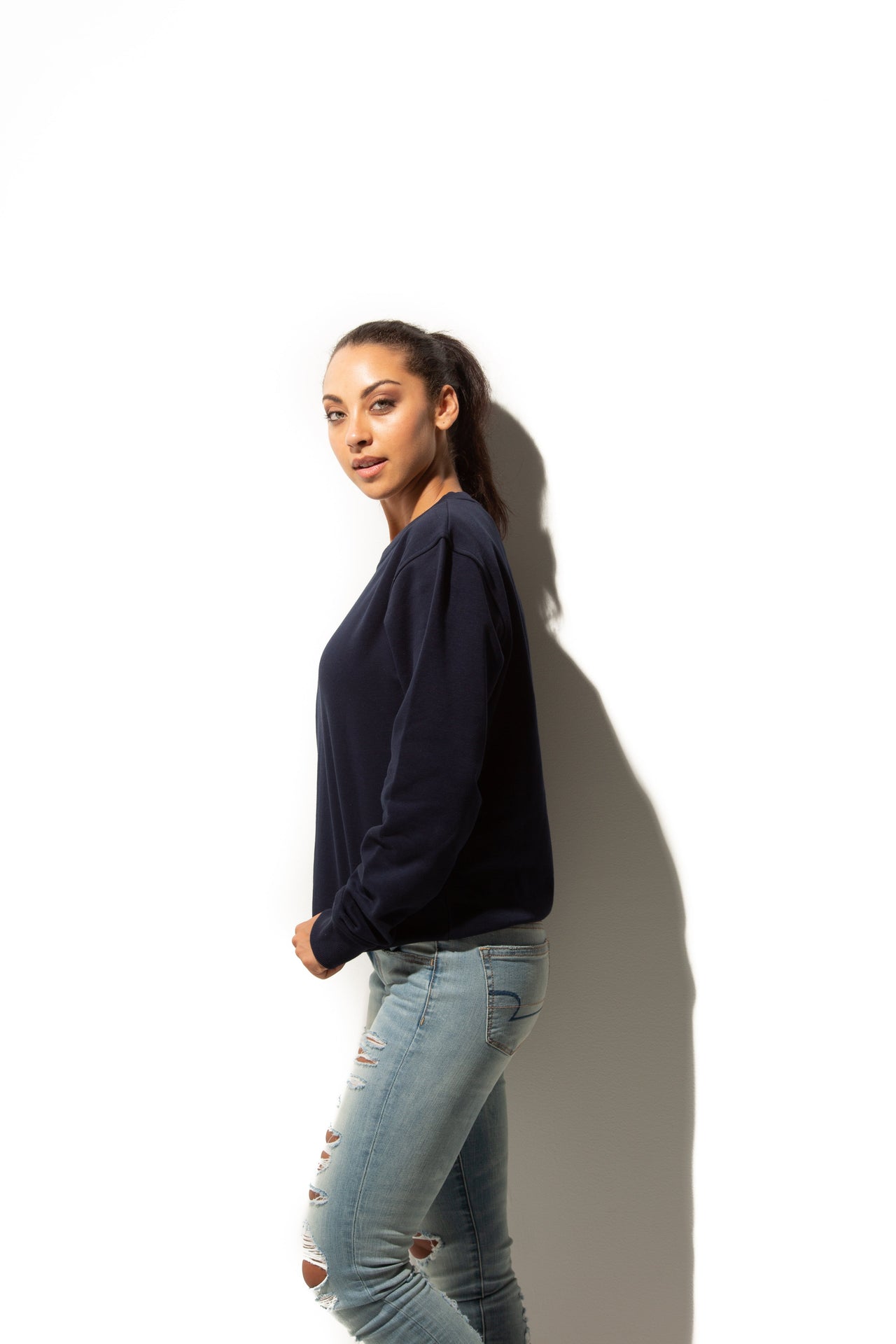HERO-1020 Unisex Blank Crewneck Sweatshirt - Navy Blue 1020 Adult Black Crewneck HERO Tops Unisex