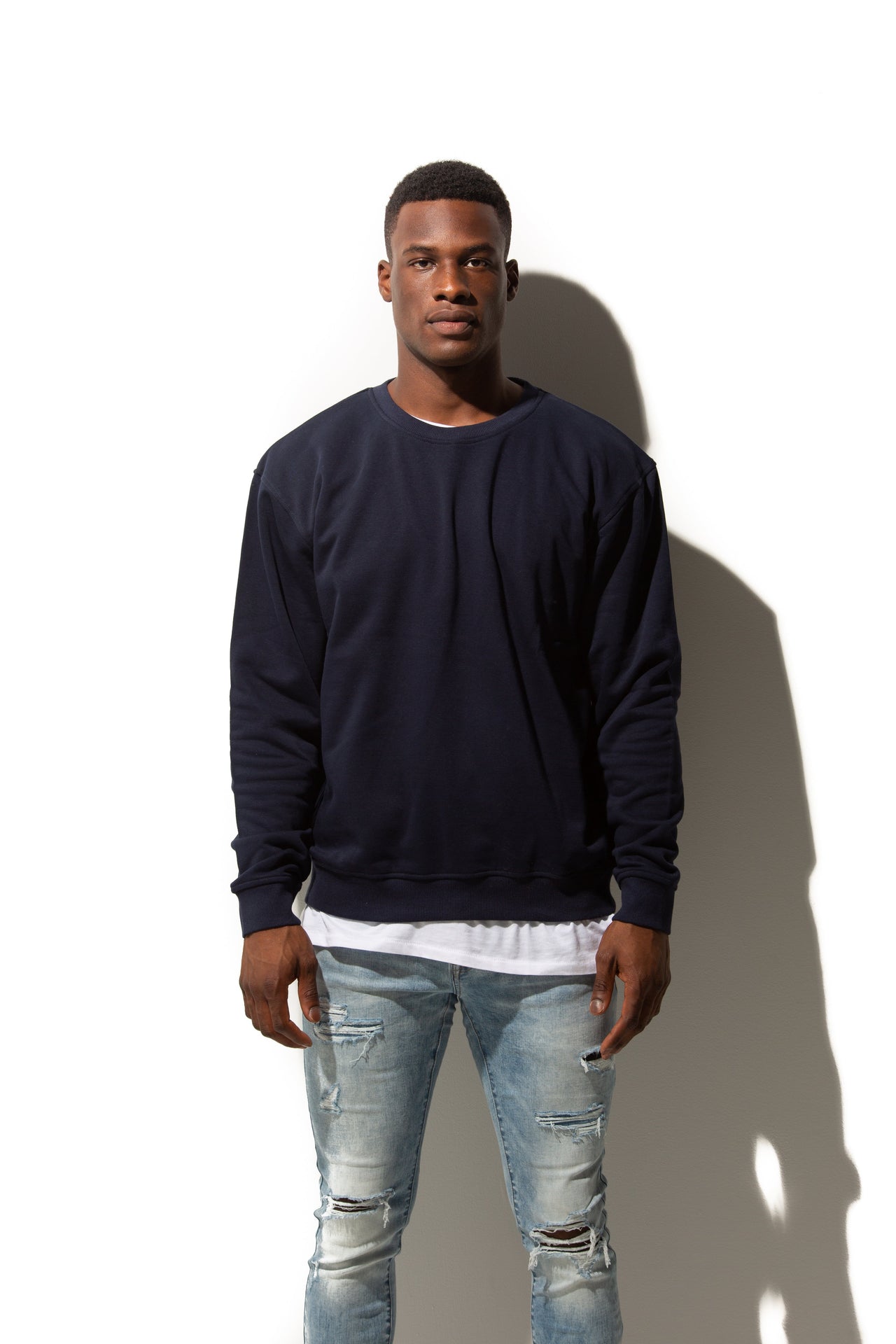 HERO-1020 Unisex Blank Crewneck Sweatshirt - Navy Blue 1020 Adult Black Crewneck HERO Tops Unisex