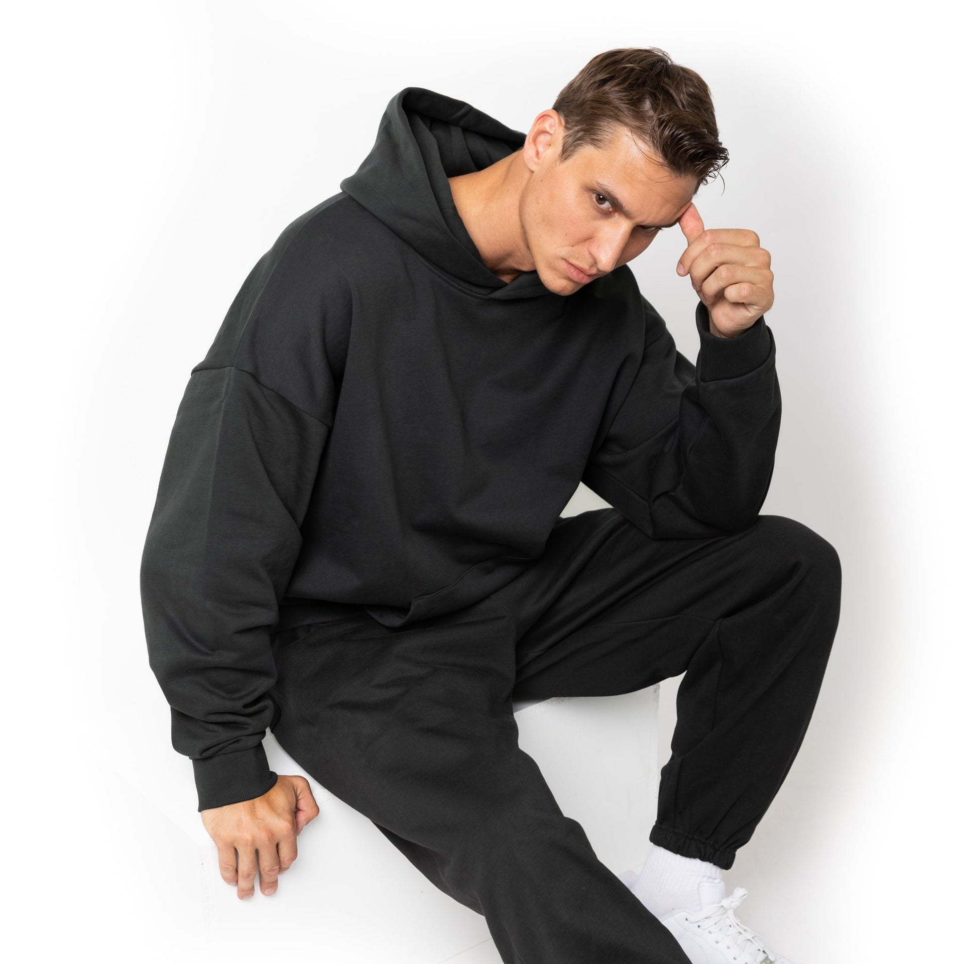 HERO-2050 MAX Unisex Blank Hoodie - Off Black Adult Black HERO MAX Tops Unisex